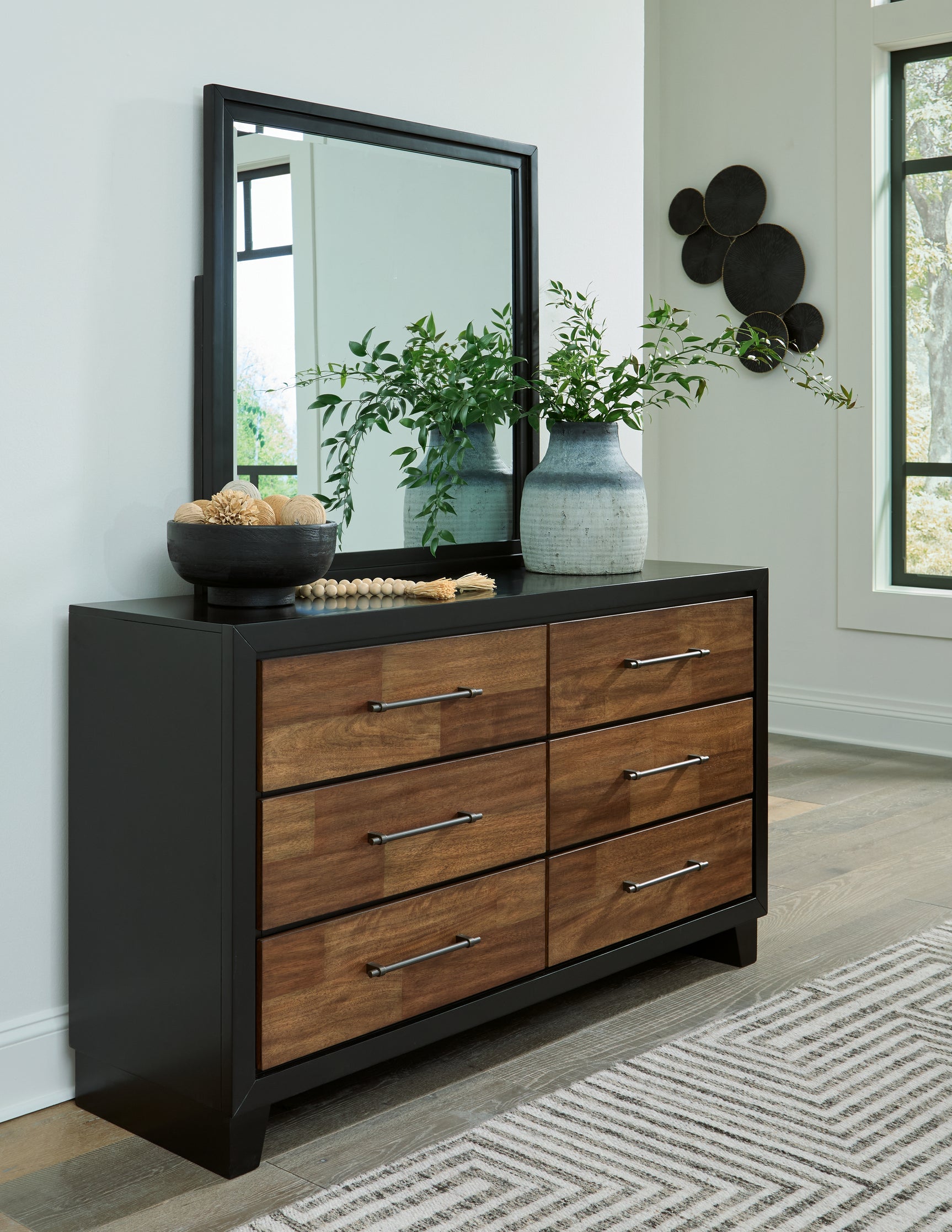 Sam's Furniture - Ashley Furniture - Kraeburn Bedroom - Dresser and Mirror / Brown/Black - B496B1