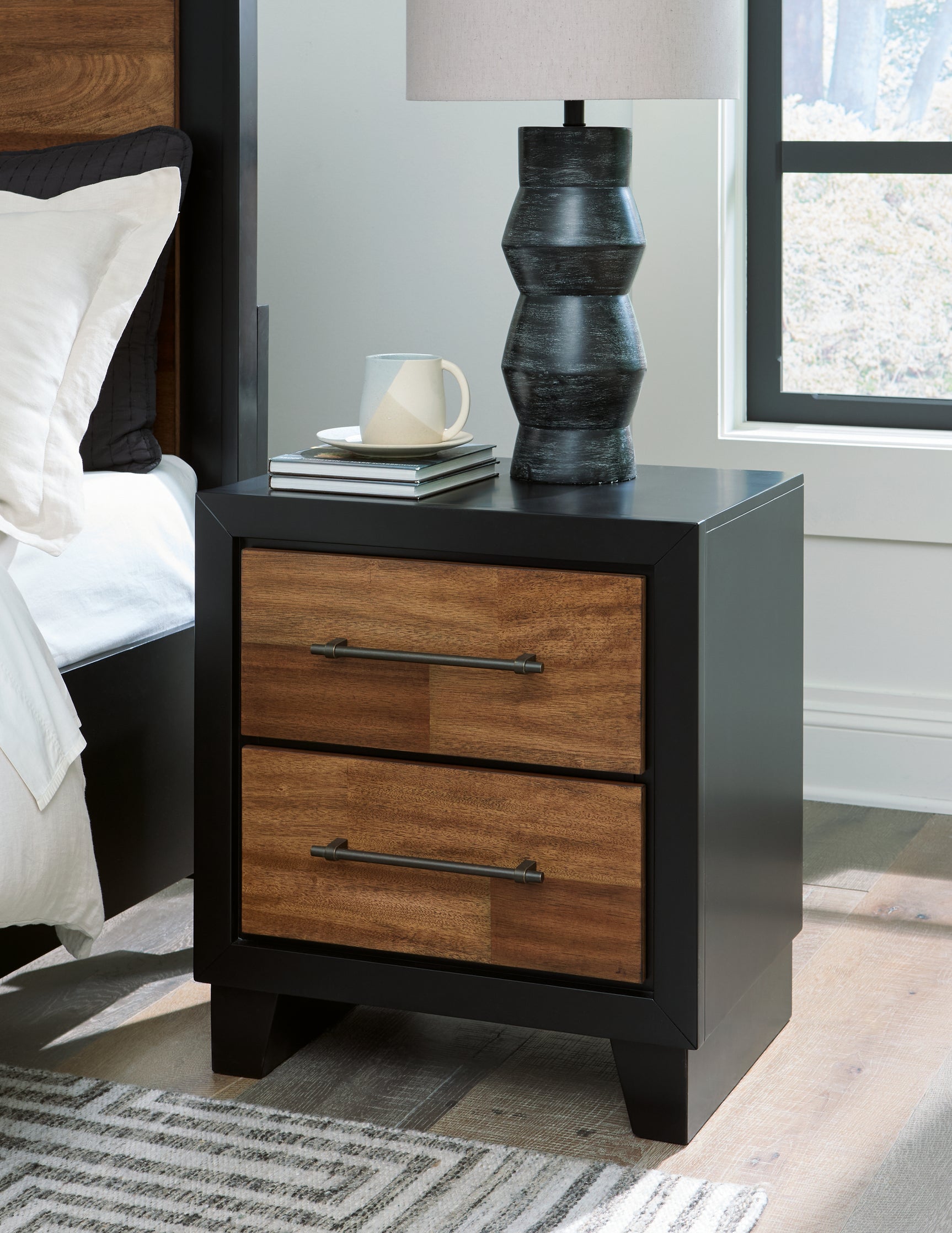 Sam's Furniture - Ashley Furniture - Kraeburn Bedroom - Two Drawer Night Stand / Brown/Black - B496-92