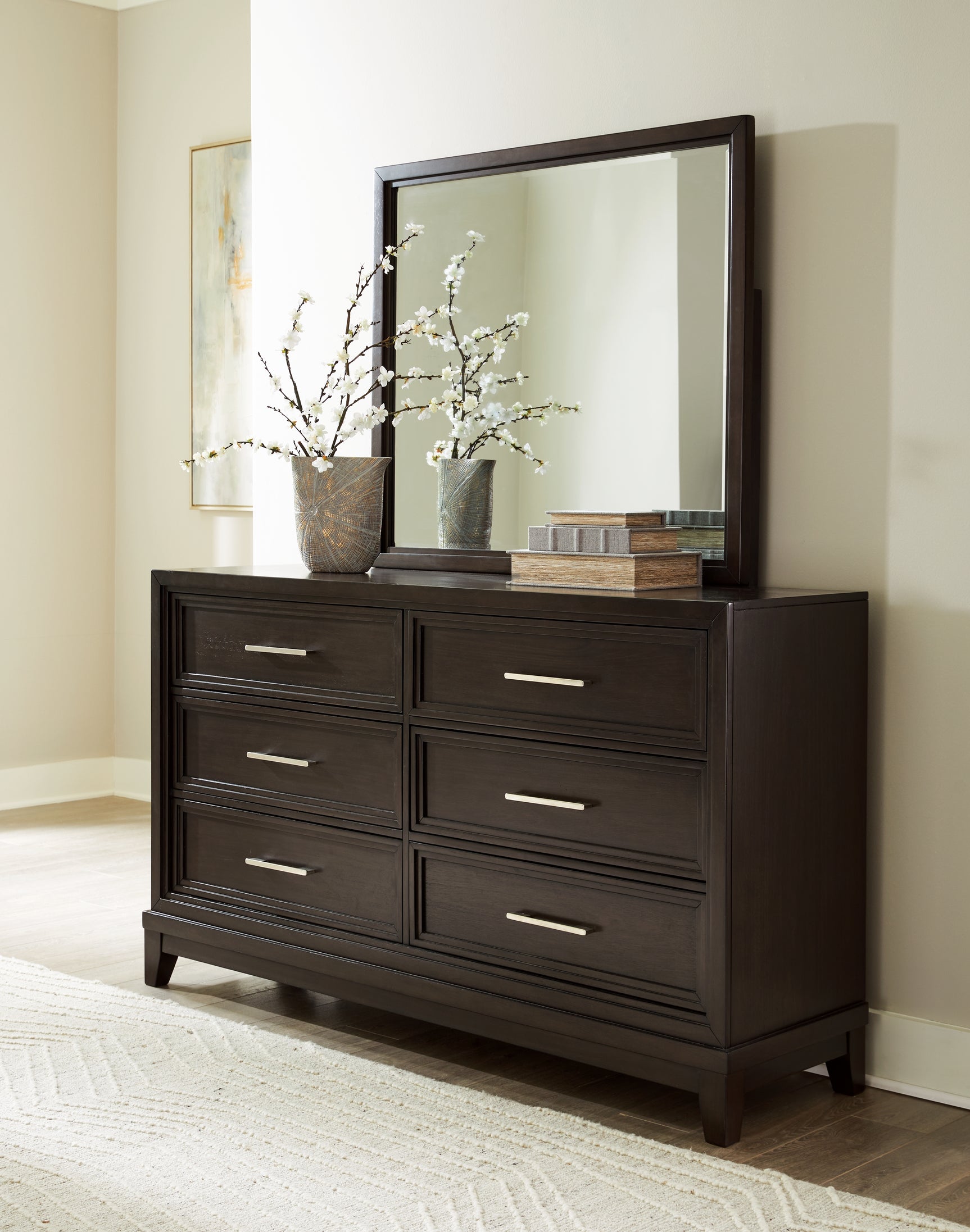 Sam's Furniture - Ashley Furniture - Neymorton Bedroom - Dresser and Mirror / Dark Grayish Brown - B618B1