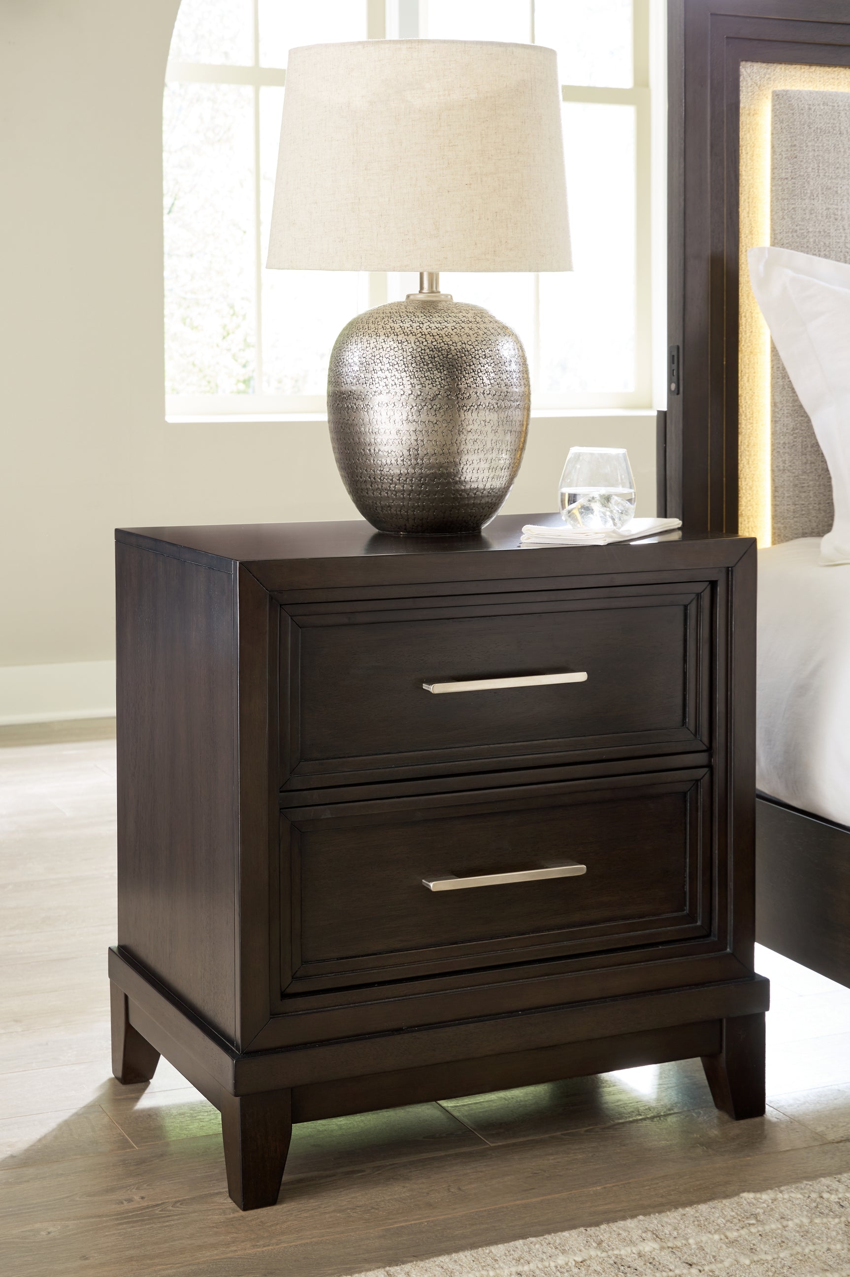 Sam's Furniture - Ashley Furniture - Neymorton Bedroom - Two Drawer Night Stand / Dark Grayish Brown - B618-92