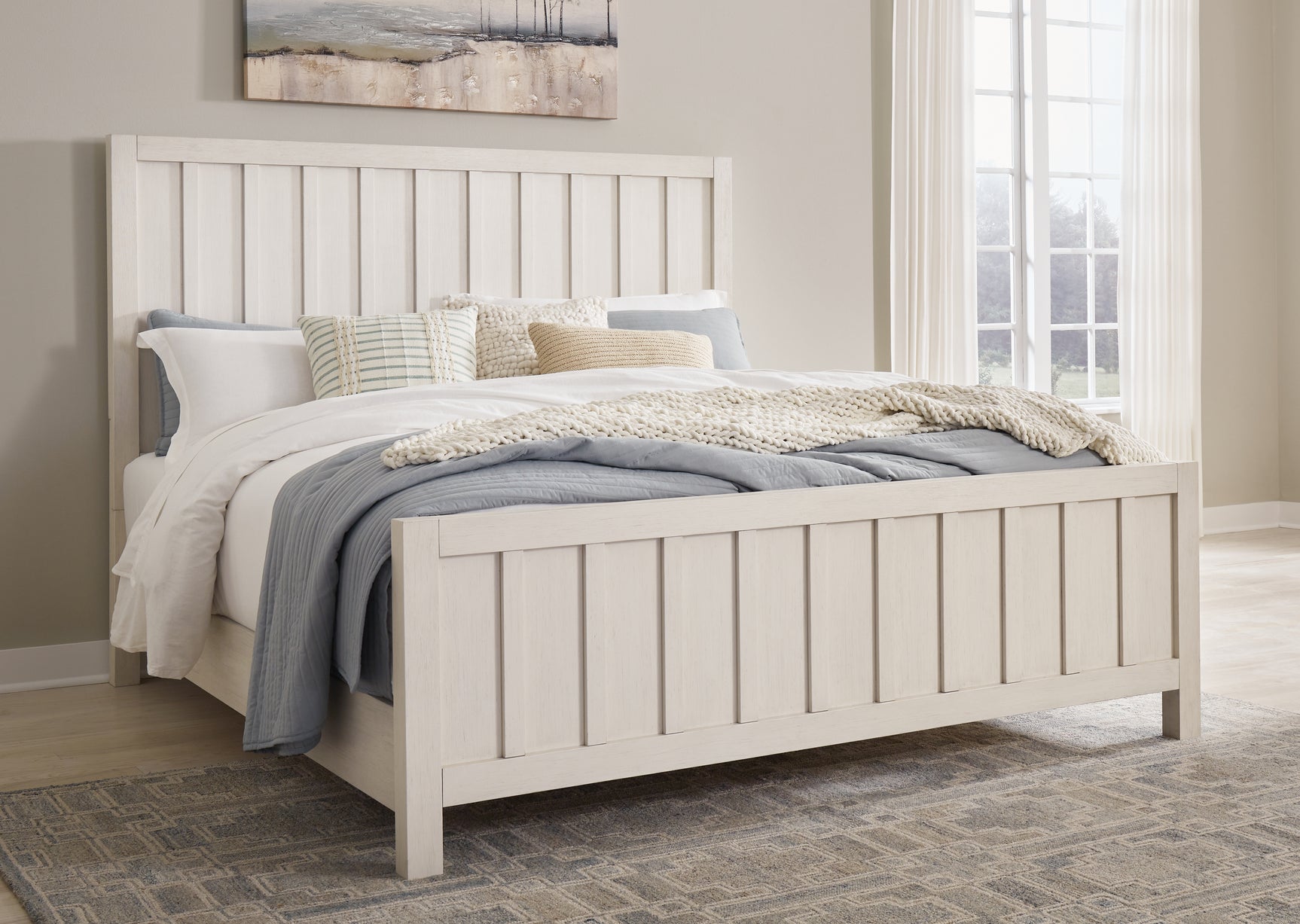 Sam's Furniture - Ashley Furniture - Shaybrock Bedroom - Queen Panel Bed / Antique White - B683B2