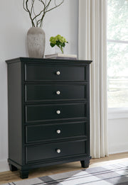 Sam's Furniture - Ashley Furniture - Lanolee Bedroom - Five Drawer Chest / Black - B687-46
