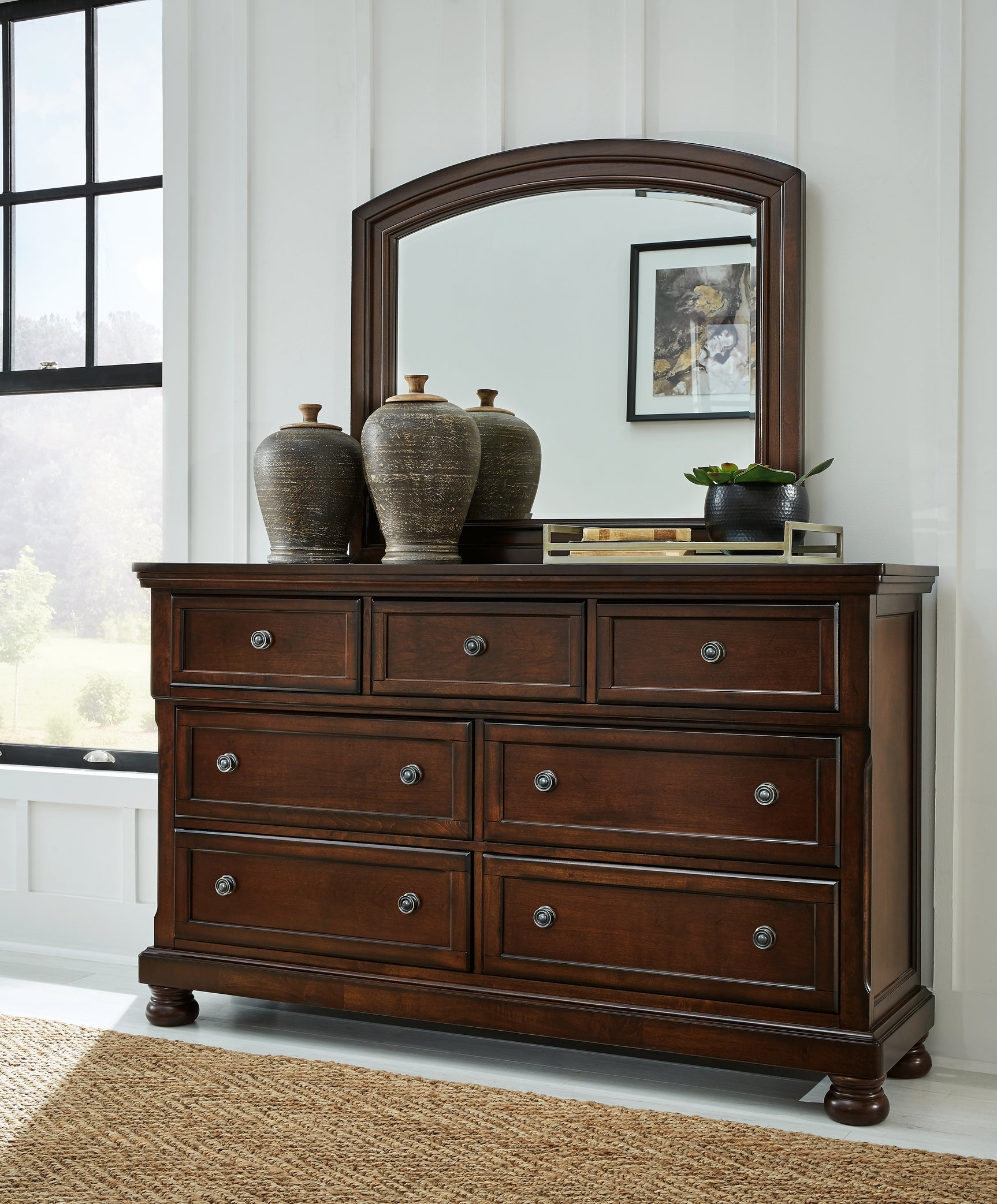 Sam's Furniture - Ashley Furniture - Porter Bedroom - Dresser and Mirror / Rustic Brown - B697B1