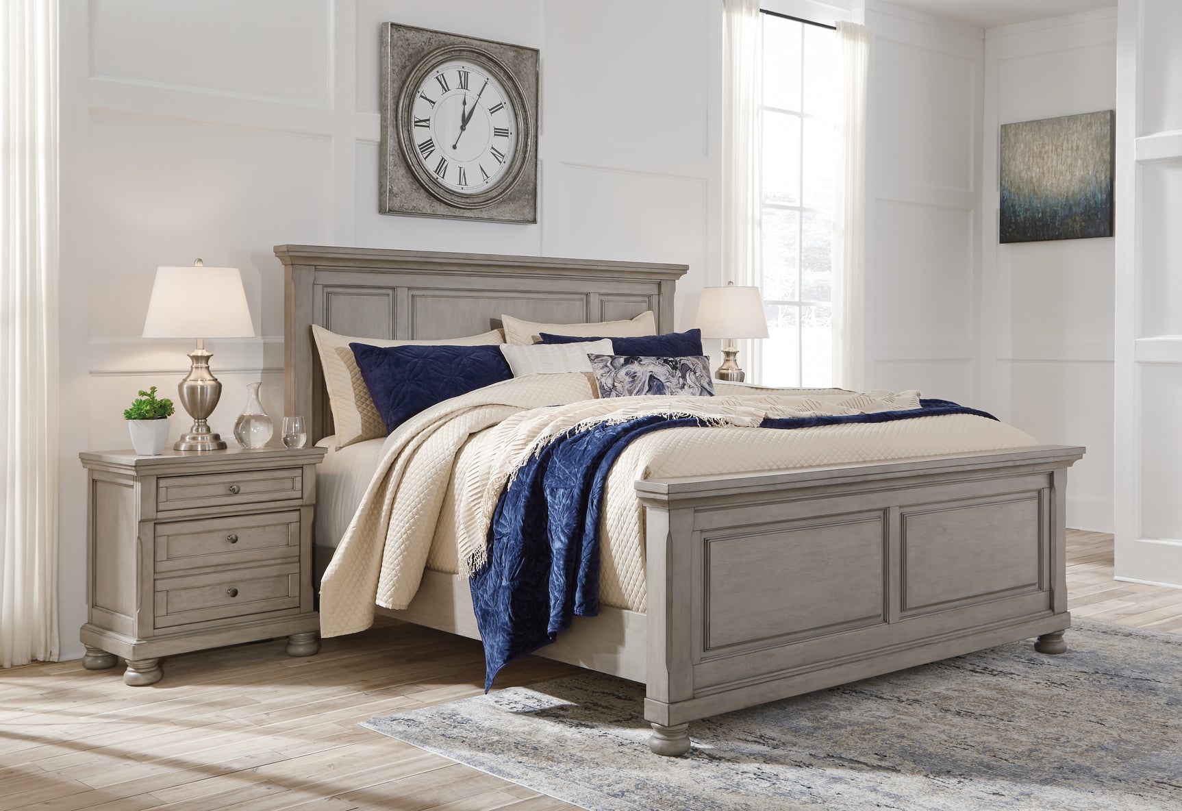 Sam's Furniture - Ashley Furniture - Lettner Bedroom - King Panel Bed / Light Gray - B733B6