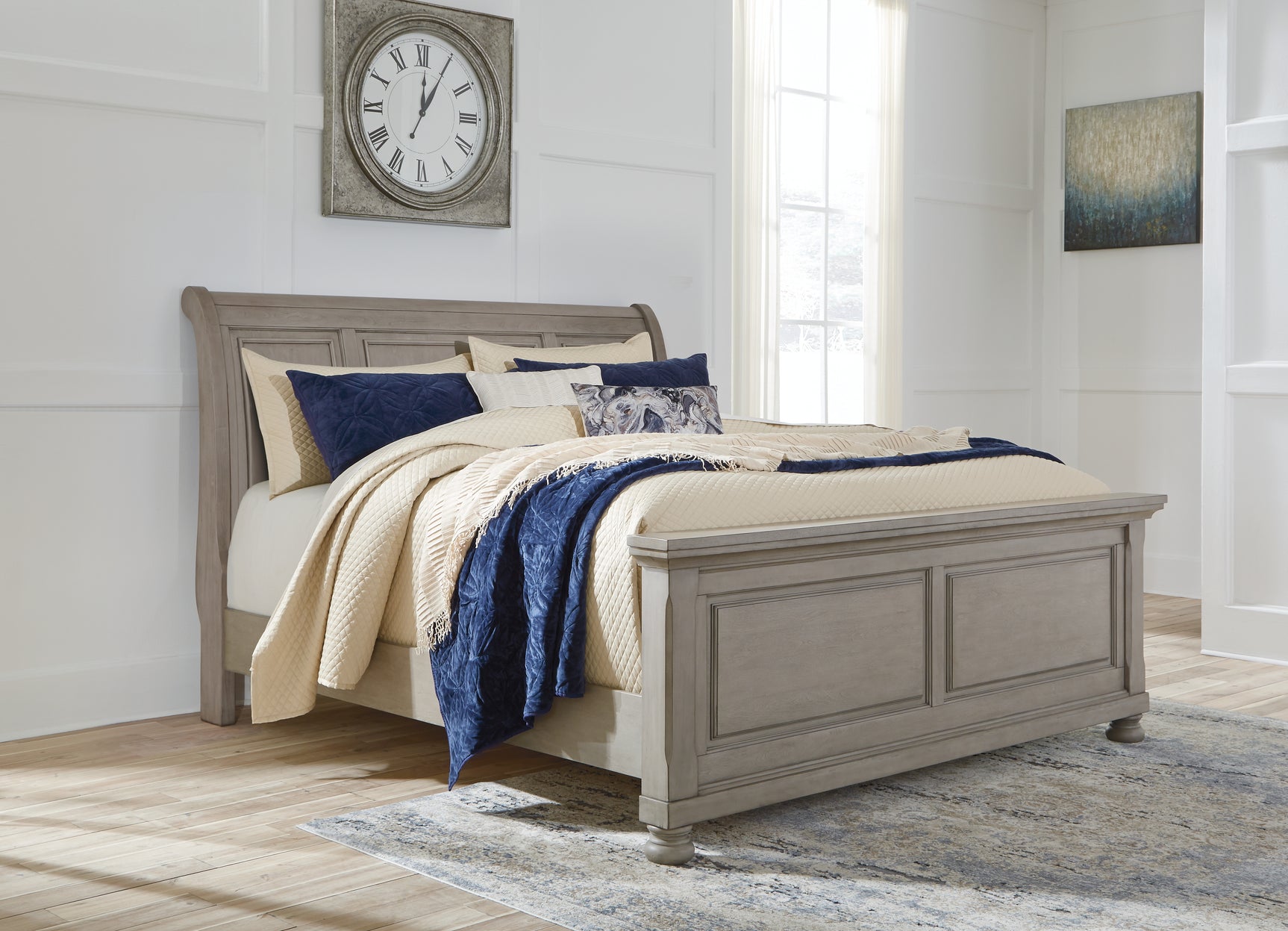 Sam's Furniture - Ashley Furniture - Lettner Bedroom - King Sleigh Bed / Light Gray - B733B34