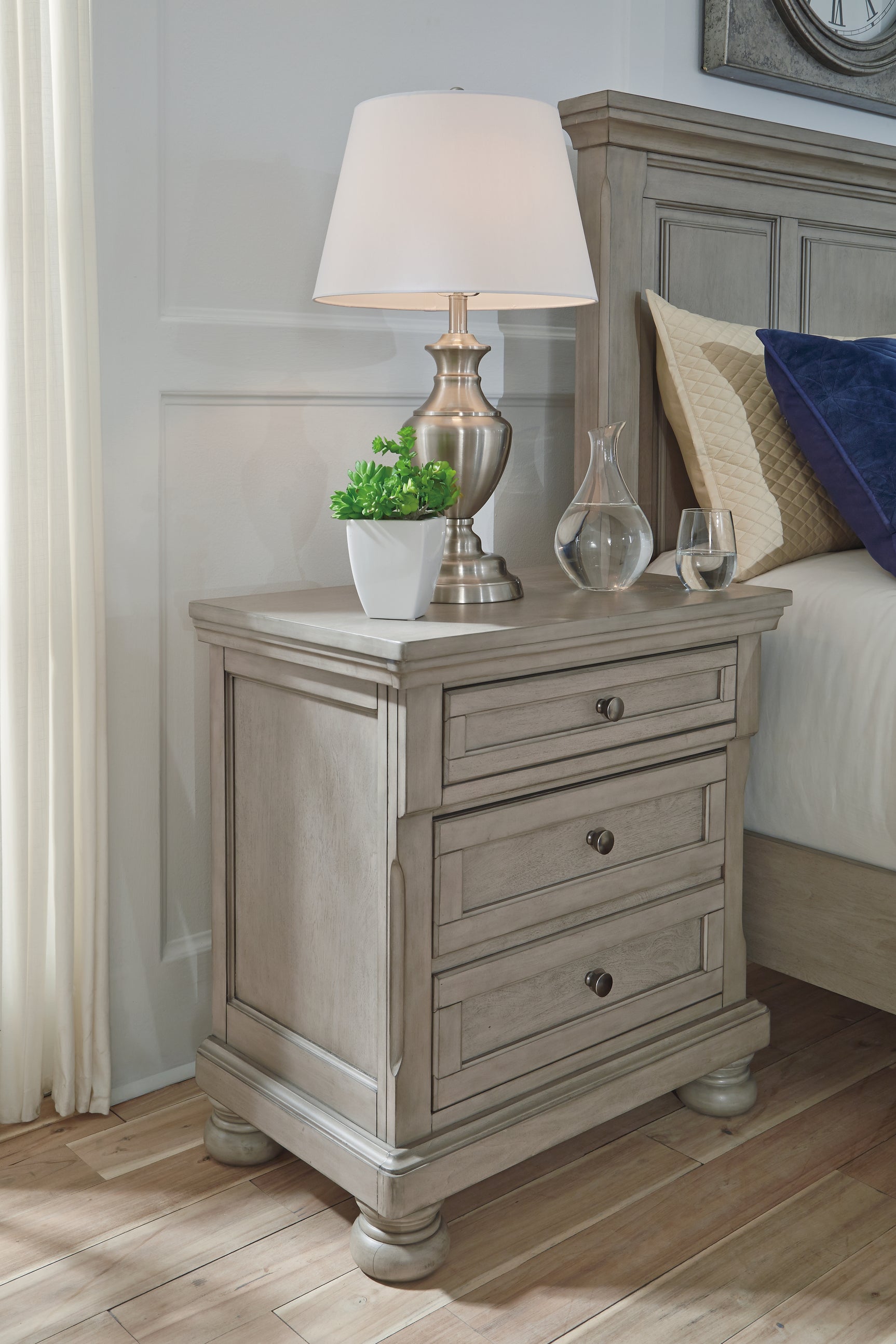 Sam's Furniture - Ashley Furniture - Lettner Bedroom - Two Drawer Night Stand / Light Gray - B733-92