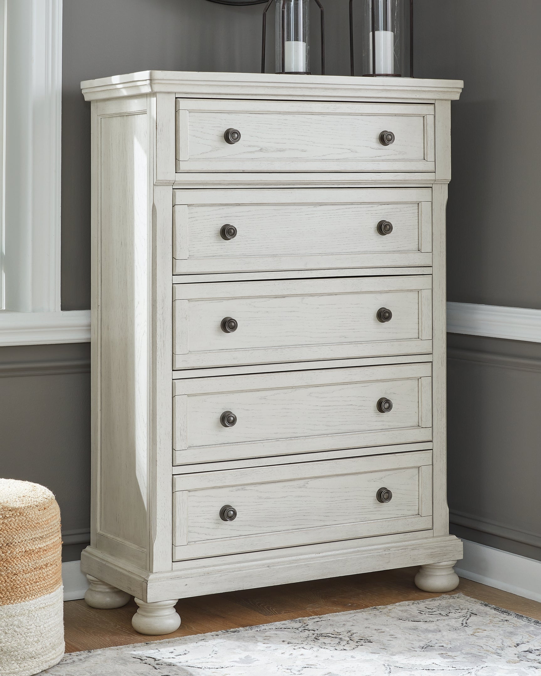 Sam's Furniture - Ashley Furniture - Robbinsdale Bedroom - Five Drawer Chest / Antique White - B742-46