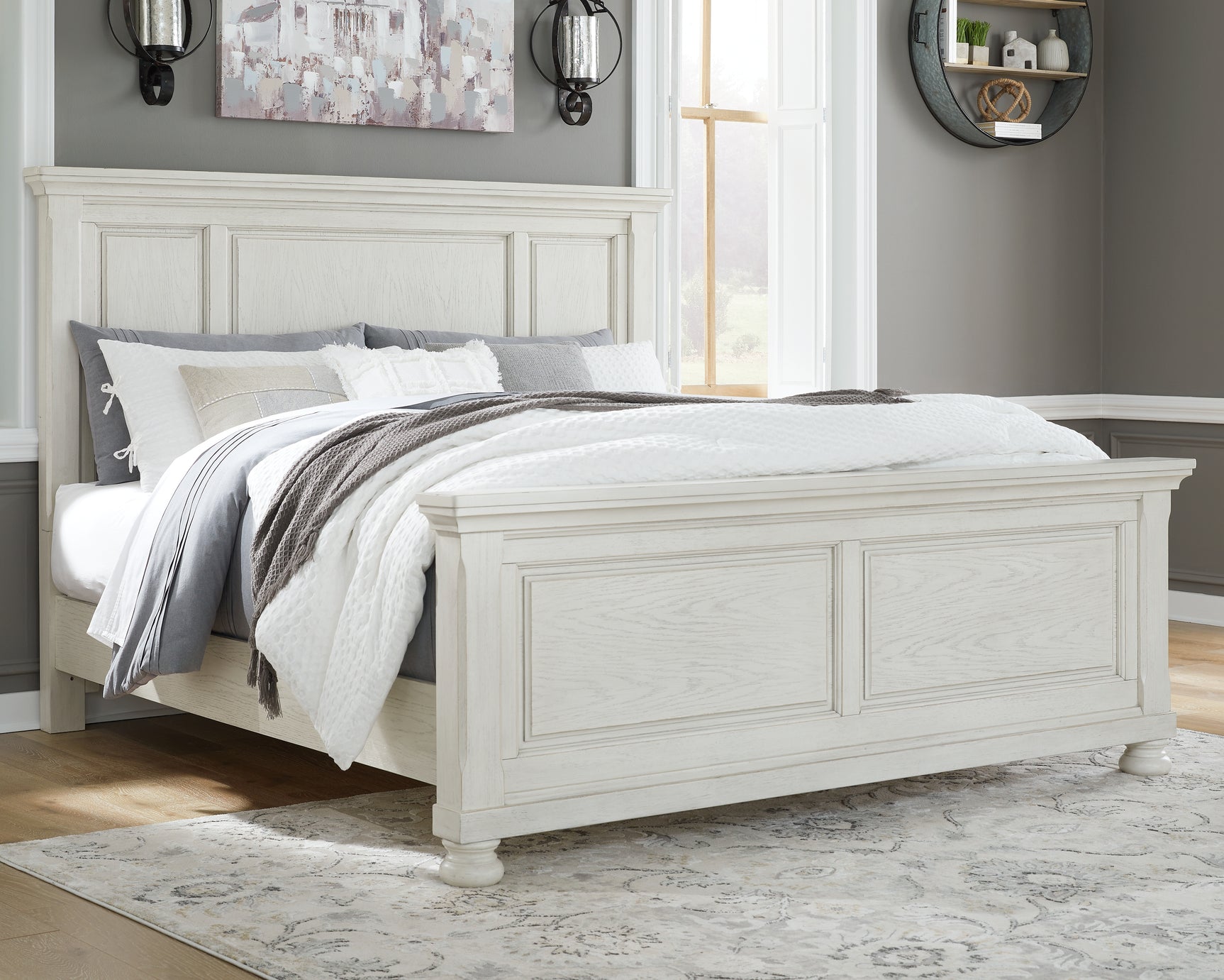 Sam's Furniture - Ashley Furniture - Robbinsdale Bedroom - California King Panel Bed / Antique White - B742B7