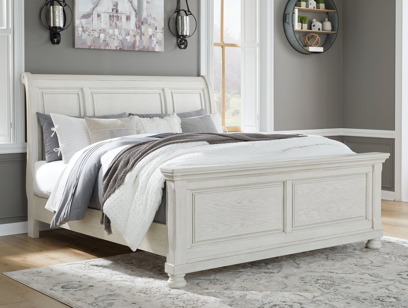 Sam's Furniture - Ashley Furniture - Robbinsdale Bedroom - Queen Sleigh Bed / Antique White - B742B23