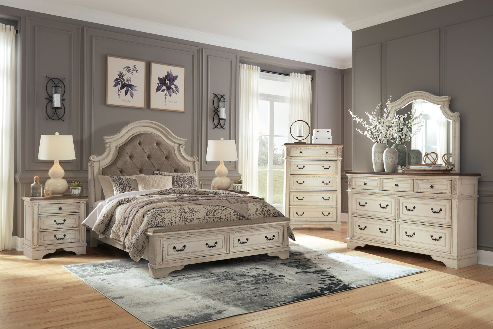 Sam's Furniture - Ashley Furniture - Realyn Bedroom - Queen Upholstered Storage Bed / Two-tone - B743B18