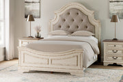 Sam's Furniture - Ashley Furniture - Realyn Bedroom - Queen Upholstered Panel Bed / Chipped White - B743B2