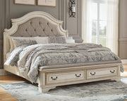 Sam's Furniture - Ashley Furniture - Realyn Bedroom - King Upholstered Storage Bed / Two-tone - B743B20