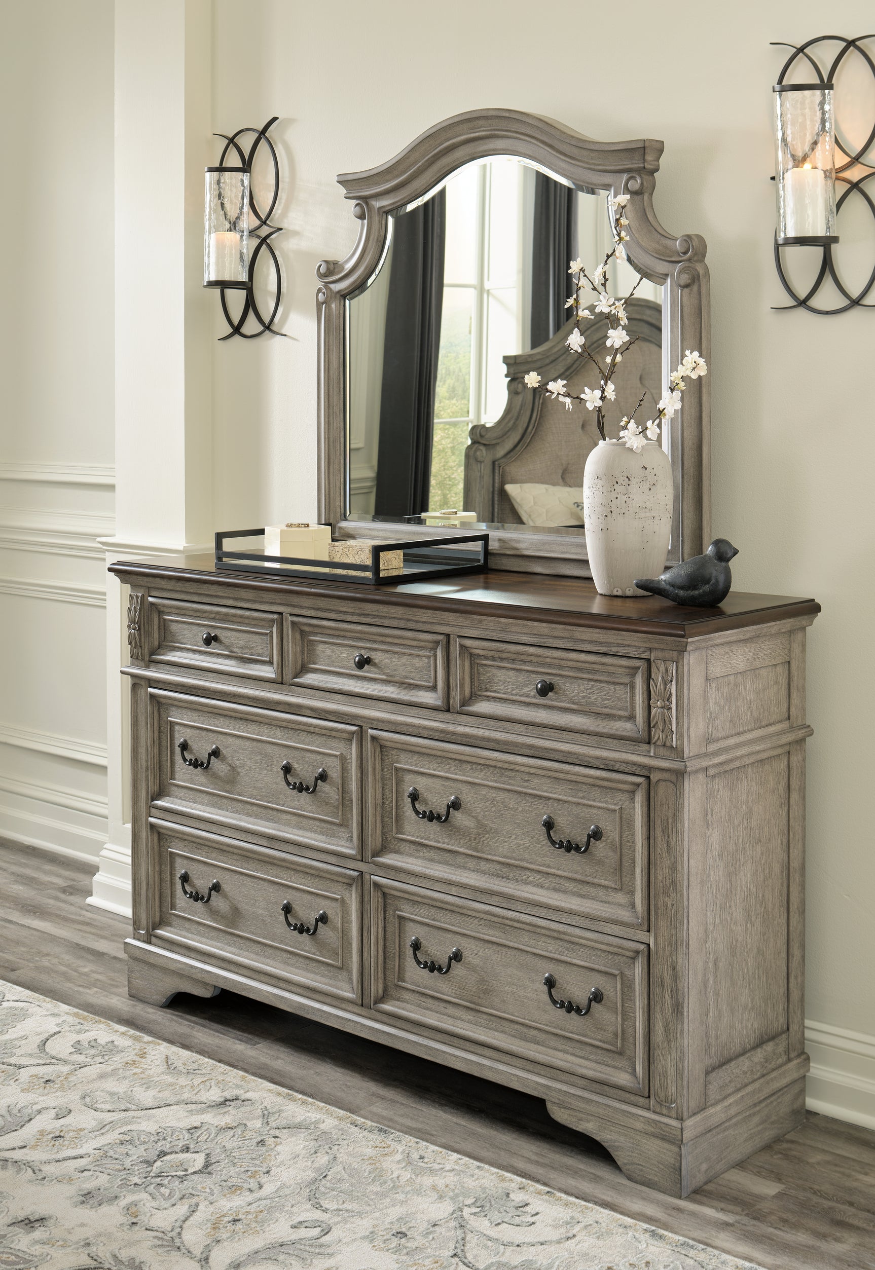 Sam's Furniture - Ashley Furniture - Lodenbay Bedroom - Dresser and Mirror / Antique Gray/Brown - B751B1