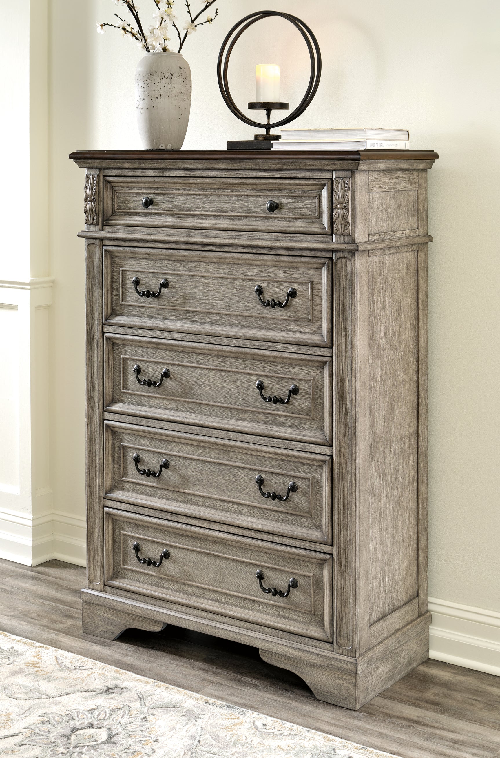 Sam's Furniture - Ashley Furniture - Lodenbay Bedroom - Five Drawer Chest / Antique Gray/Brown - B751-46