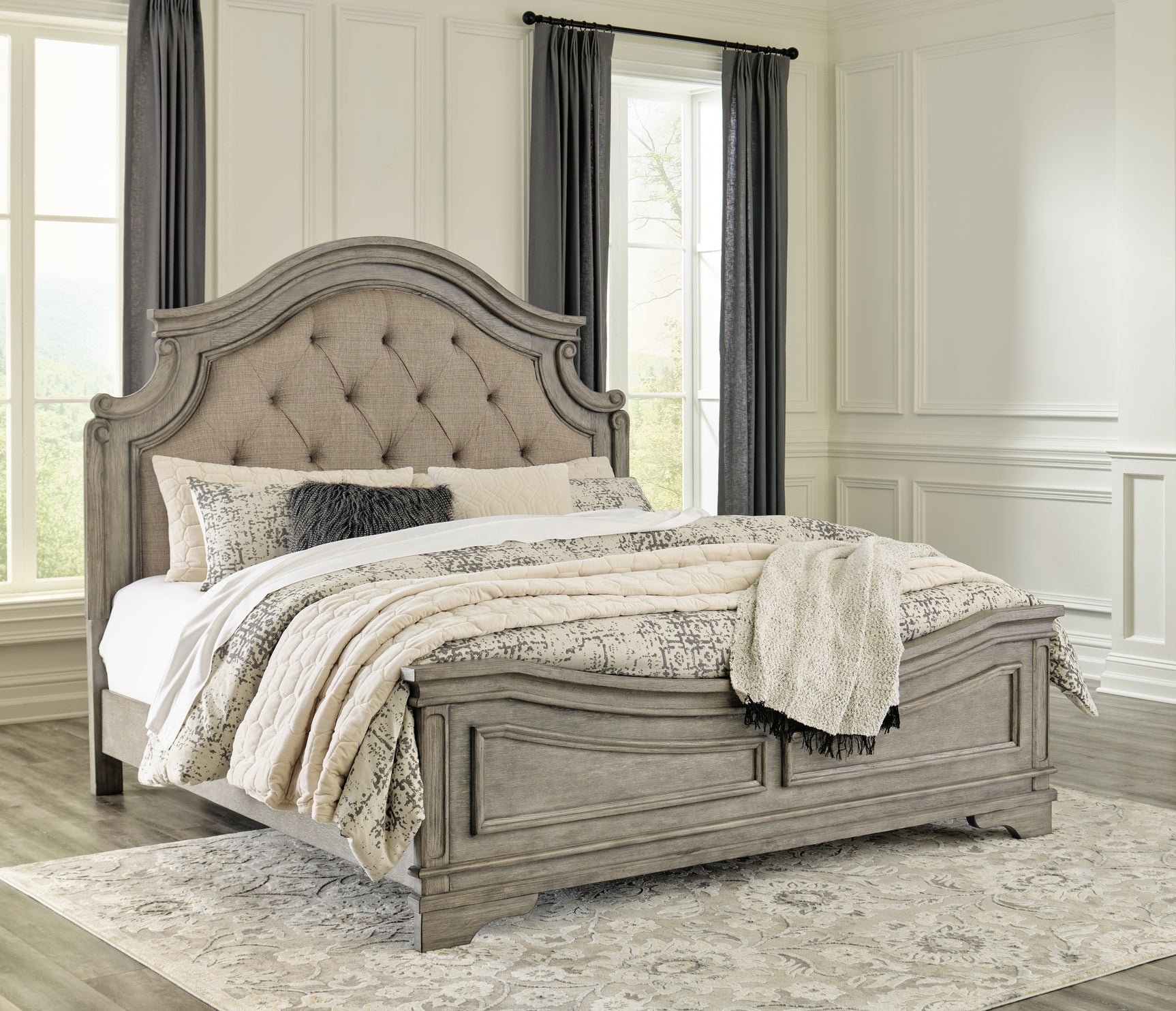 Sam's Furniture - Ashley Furniture - Lodenbay Bedroom - King Panel Bed / Antique Gray - B751B4