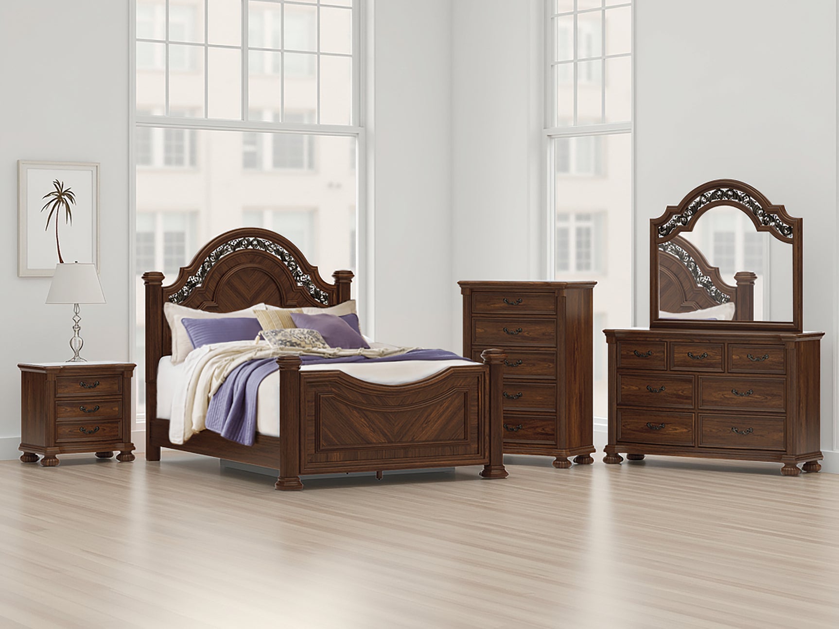 Sam's Furniture - Ashley Furniture - Lavinton Bedroom - Queen Poster Bed / Brown - B764B5