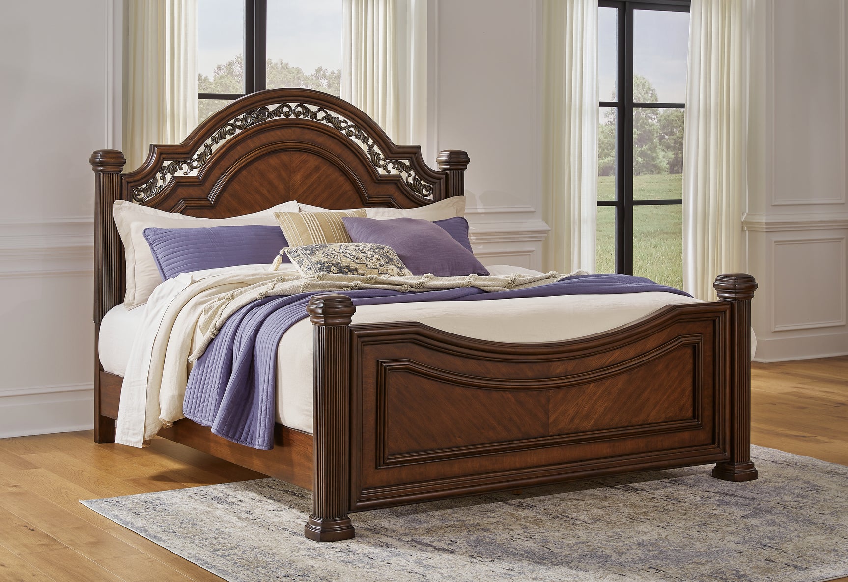 Sam's Furniture - Ashley Furniture - Lavinton Bedroom - King Poster Bed / Brown - B764B9