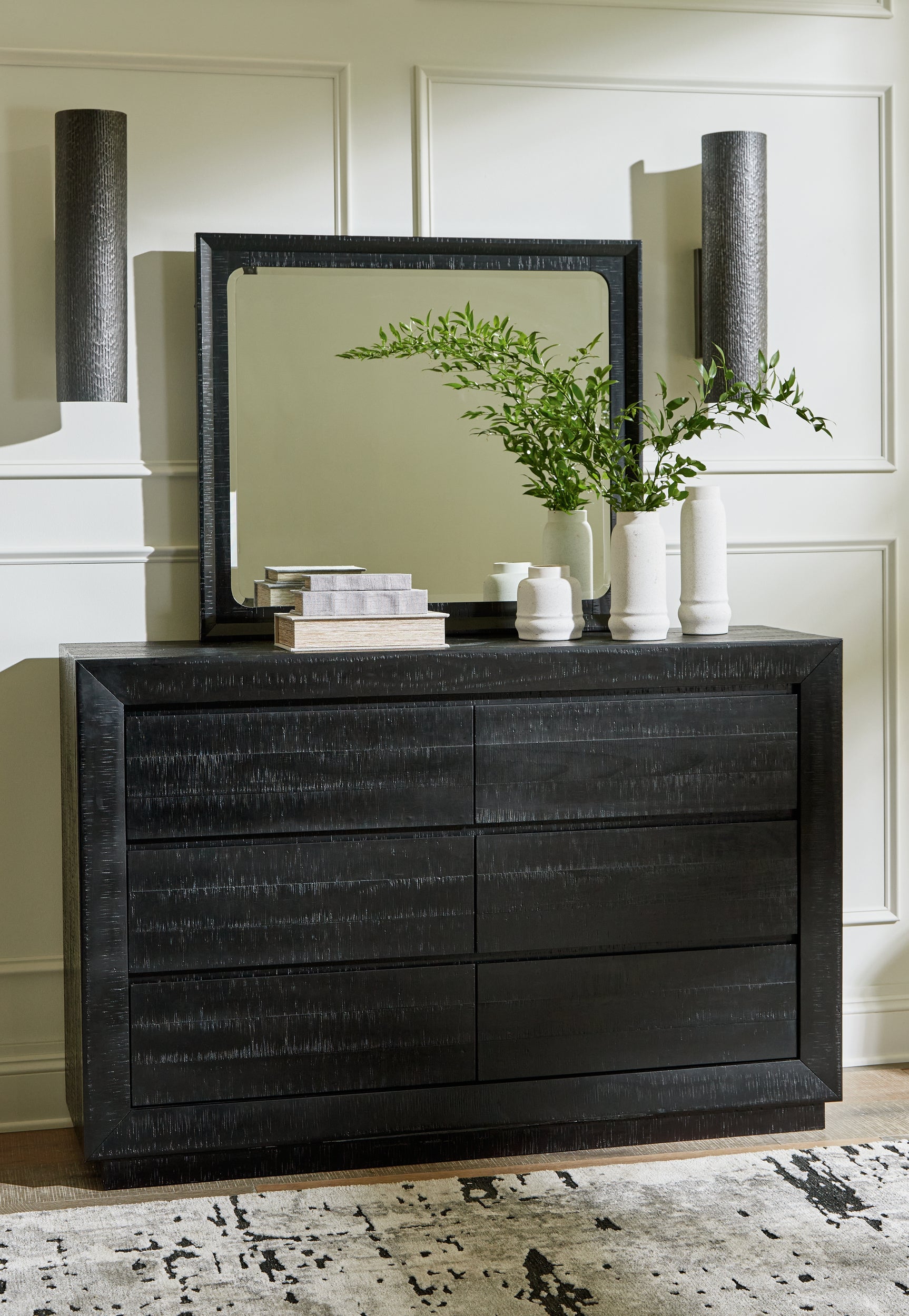 Sam's Furniture - Ashley Furniture - Londer Bedroom - Dresser and Mirror / Black - B768B1
