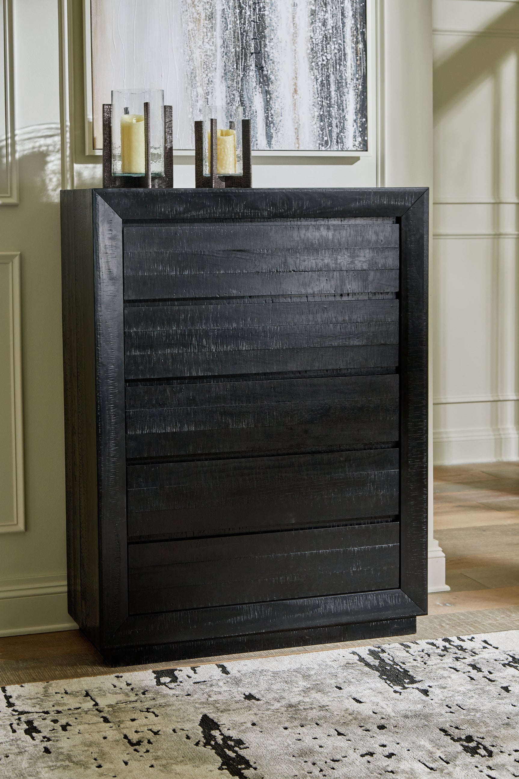 Sam's Furniture - Ashley Furniture - Londer Bedroom - Five Drawer Chest / Black - B768-46