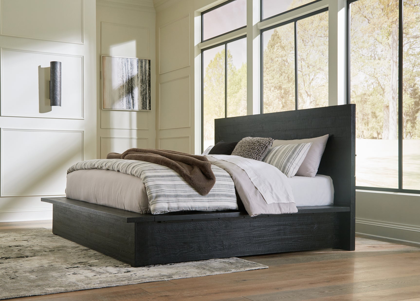 Sam's Furniture - Ashley Furniture - Londer Bedroom - California King Panel Bed / Black - B768B5