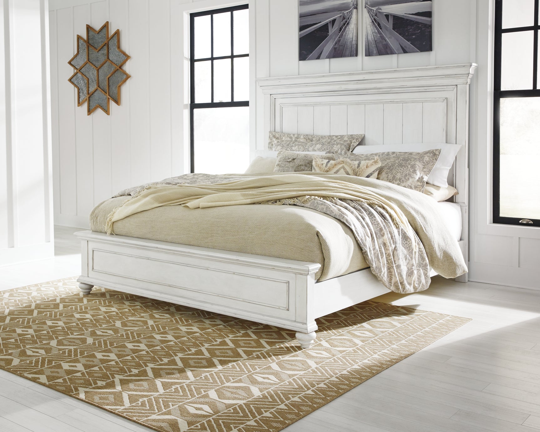 Sam's Furniture - Ashley Furniture - Kanwyn Bedroom - California King Panel Bed / Whitewash - B777B11