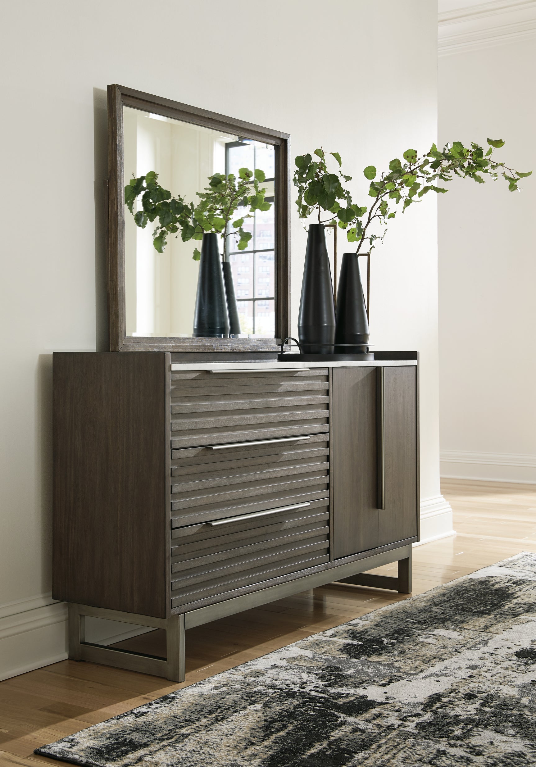 Sam's Furniture - Ashley Furniture - Arkenton Bedroom - Dresser and Mirror / Grayish Brown - B786B1