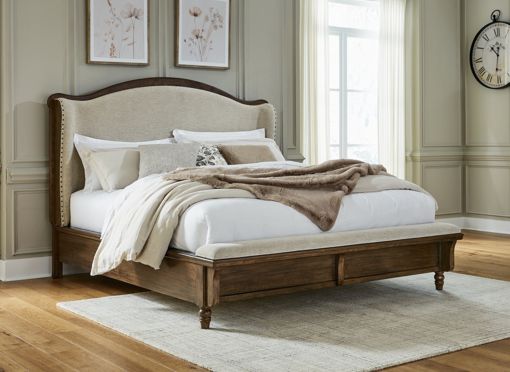 Sam's Furniture - Ashley Furniture - Sturlayne Bedroom - California King Upholstered Panel Bed / Brown - B787B5