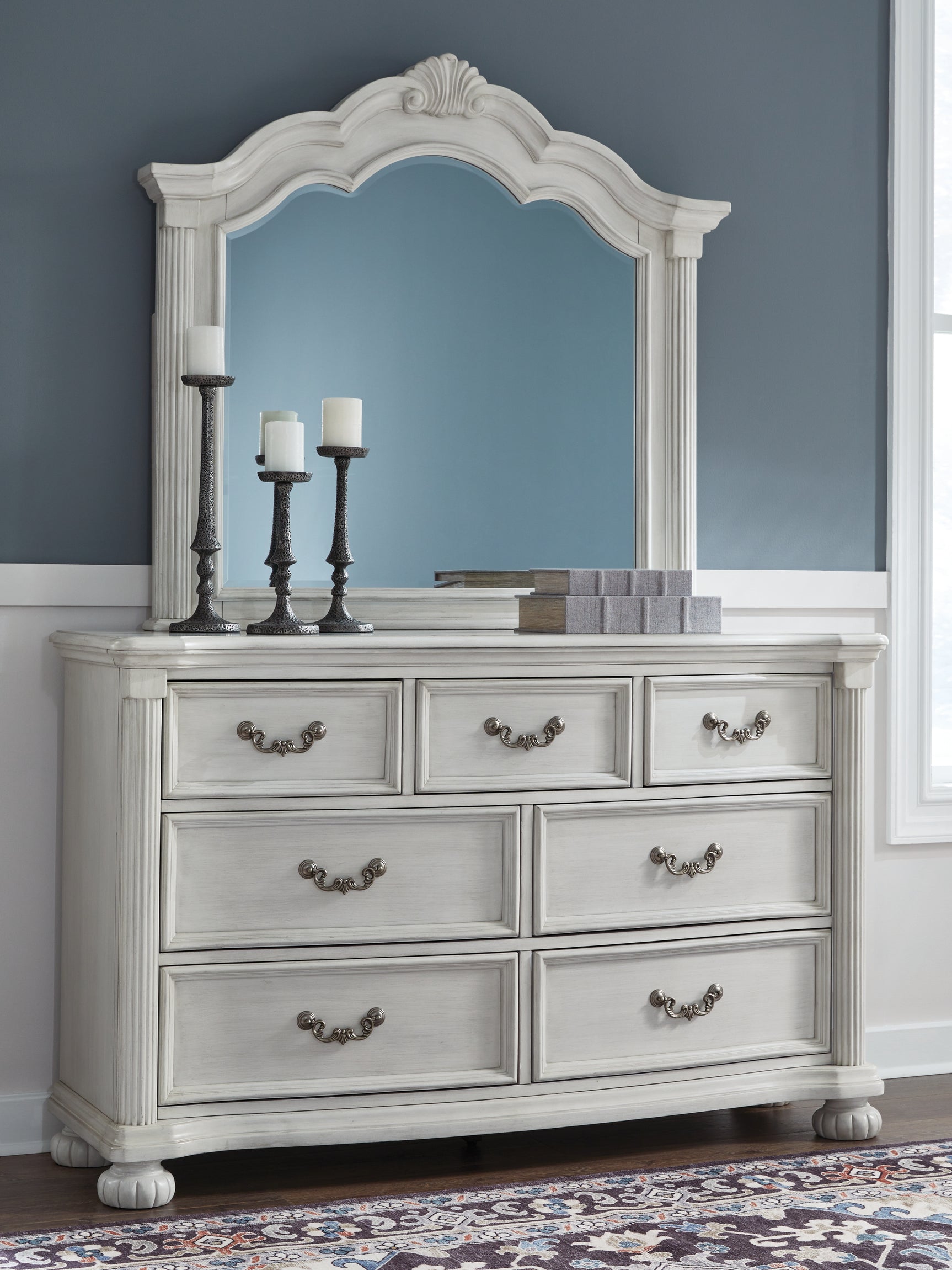 Sam's Furniture - Ashley Furniture - Montelaine Bedroom - Dresser and Mirror / Antique White - B795B1