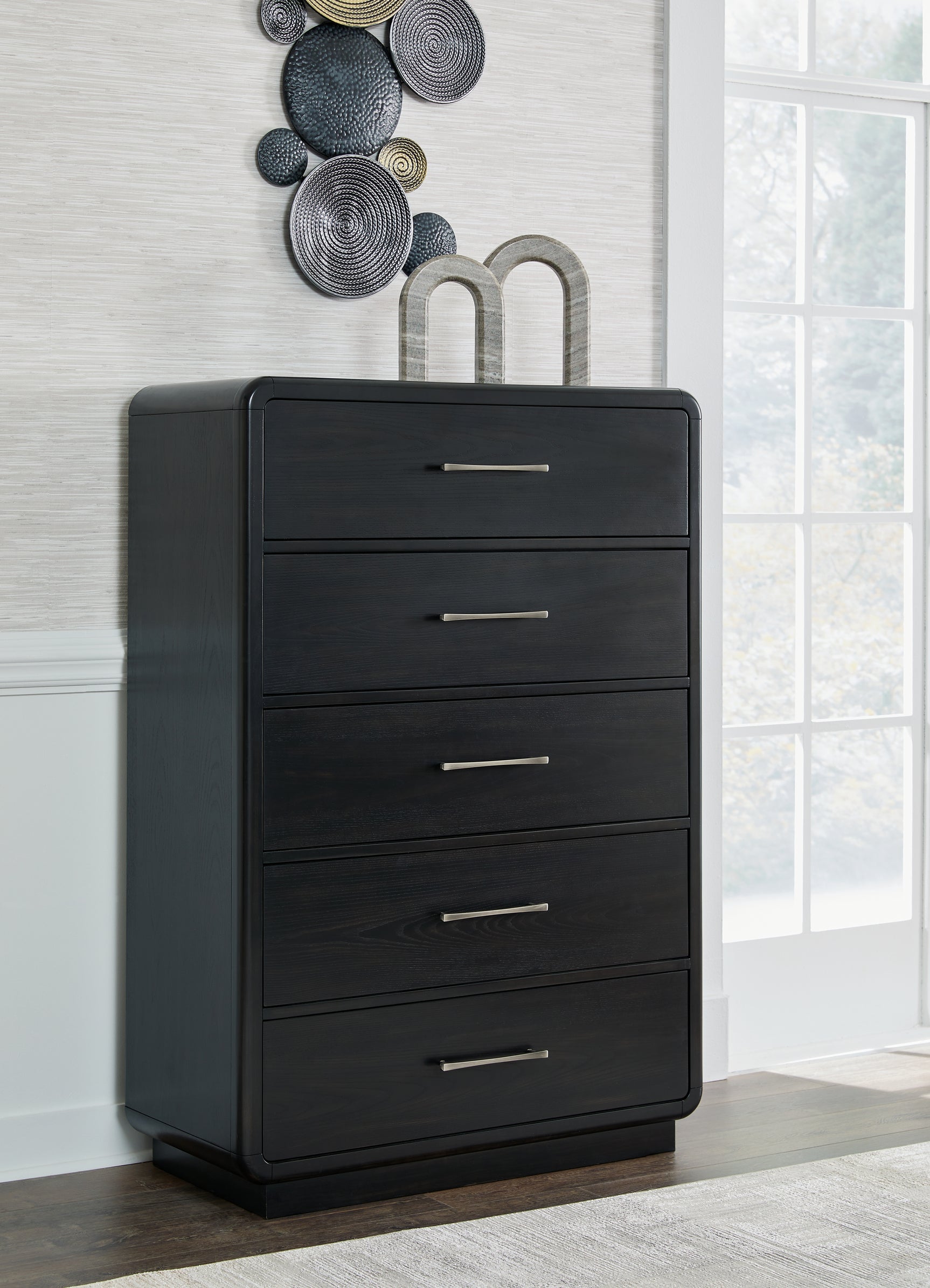Sam's Furniture - Ashley Furniture - Rowanbeck Bedroom - Five Drawer Chest / Black - B821-46