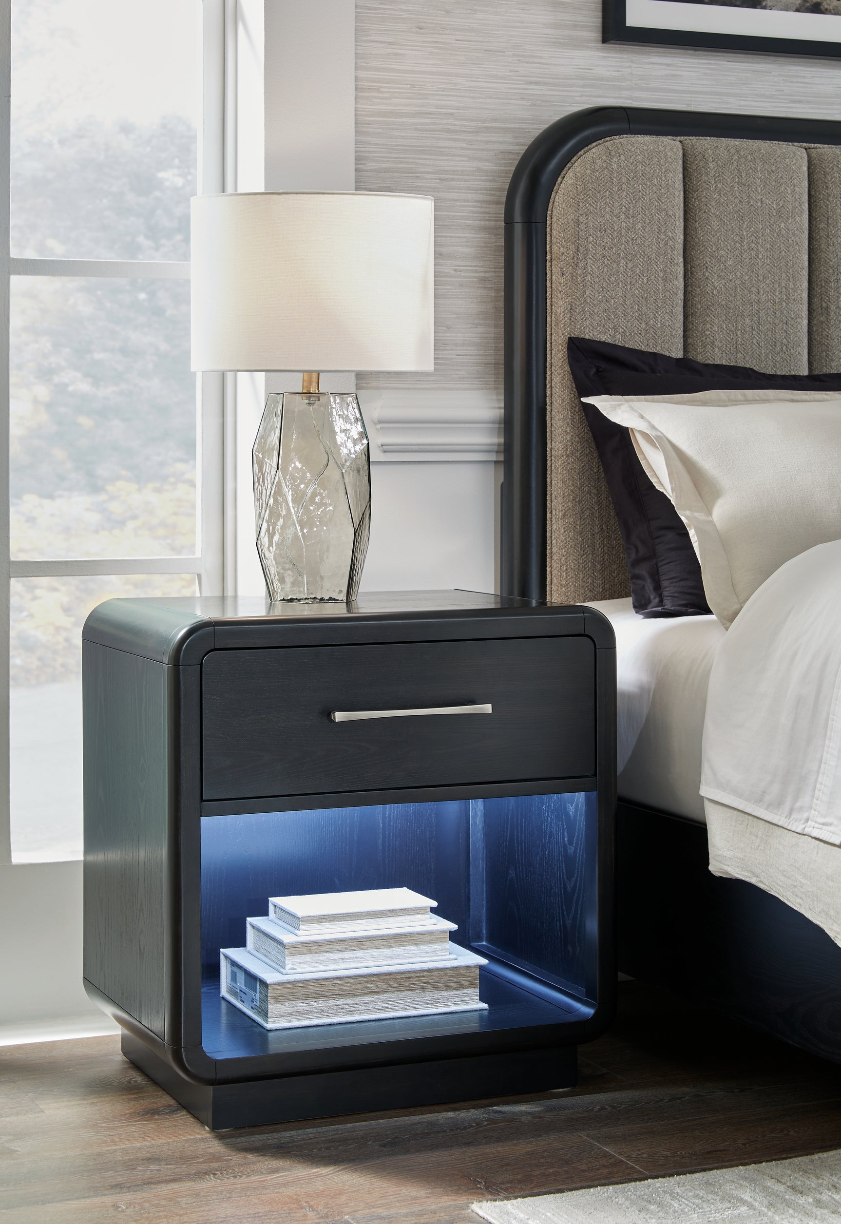 Sam's Furniture - Ashley Furniture - Rowanbeck Bedroom - One Drawer Night Stand / Black - B821-91