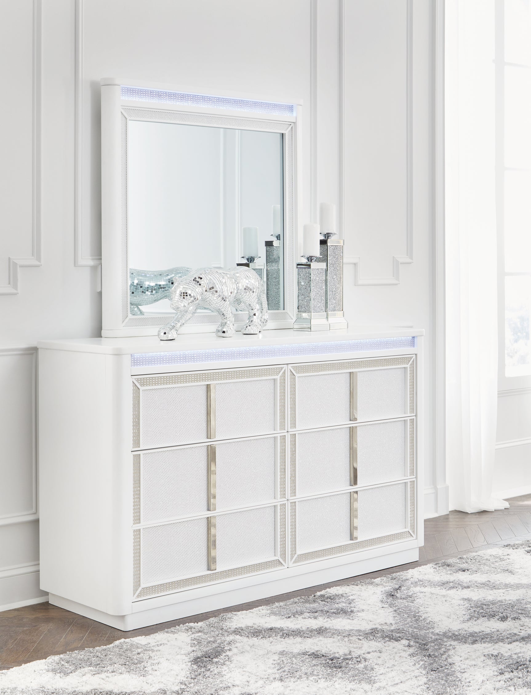 Sam's Furniture - Ashley Furniture - Chalanna Bedroom - Dresser and Mirror / White - B822B1