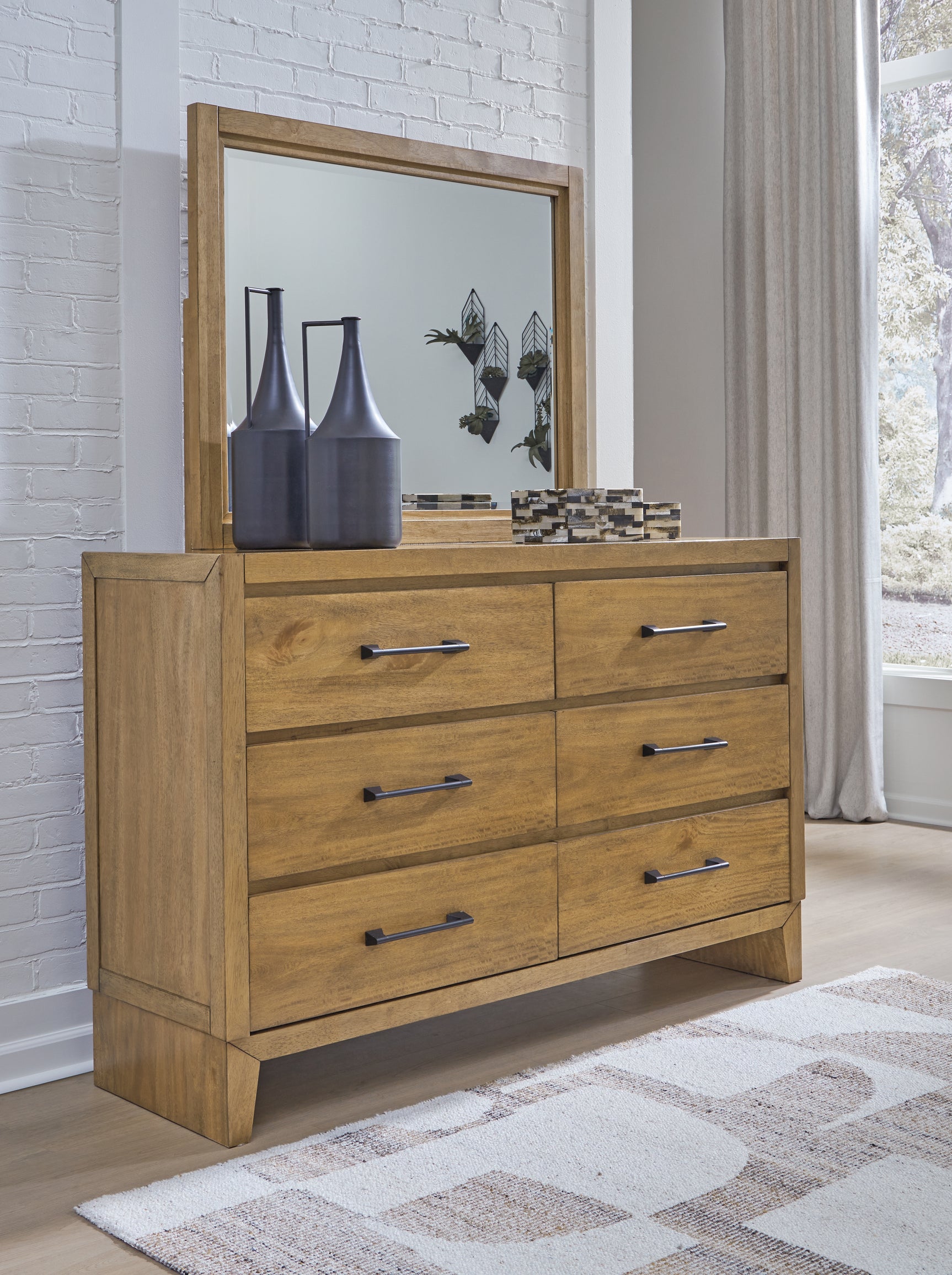 Sam's Furniture - Ashley Furniture - Sherbana Bedroom - Dresser and Mirror / Light Brown - B833B1