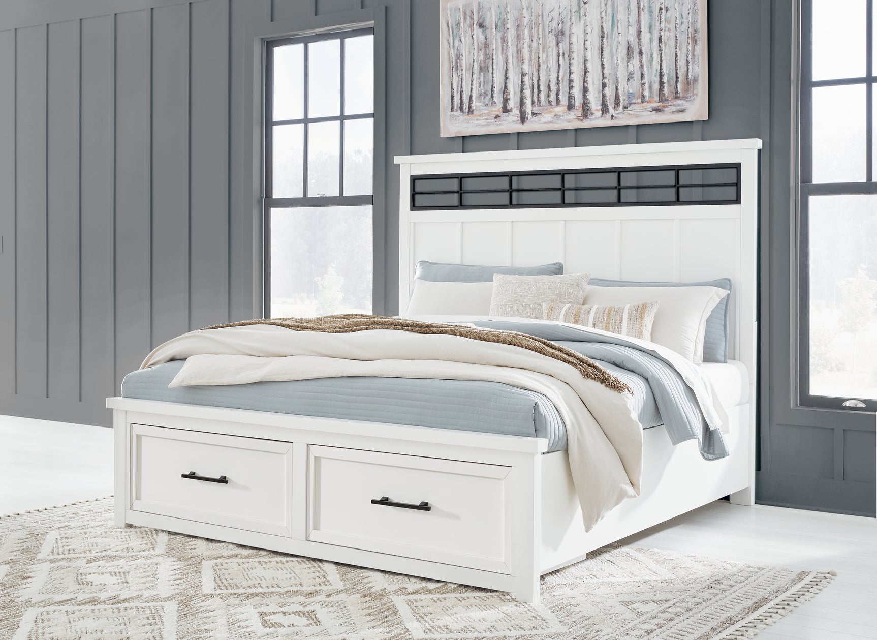 Sam's Furniture - Ashley Furniture - Ashbryn Bedroom - California King Panel Storage Bed / White/Natural - B844B5