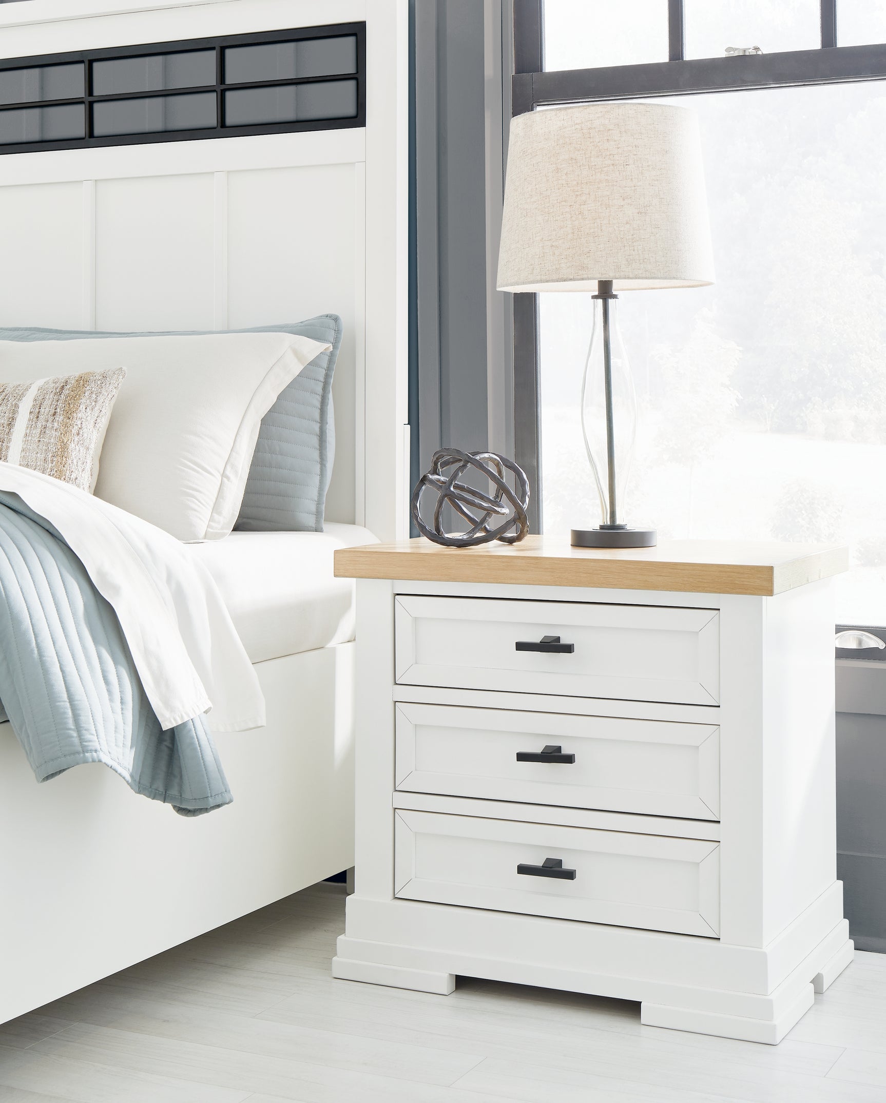 Sam's Furniture - Ashley Furniture - Ashbryn Bedroom - Three Drawer Night Stand / White/Natural - B844-93