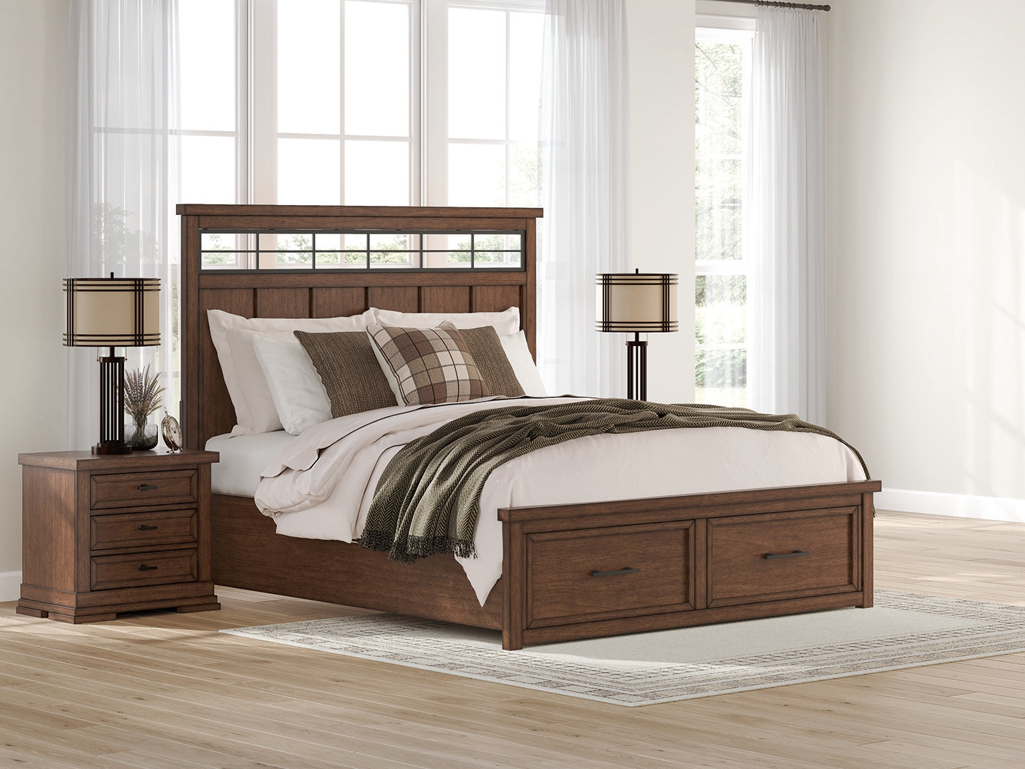 Sam's Furniture - Ashley Furniture - Taffenbrook Bedroom - California King Panel Storage Bed / Medium Brown - B849B5