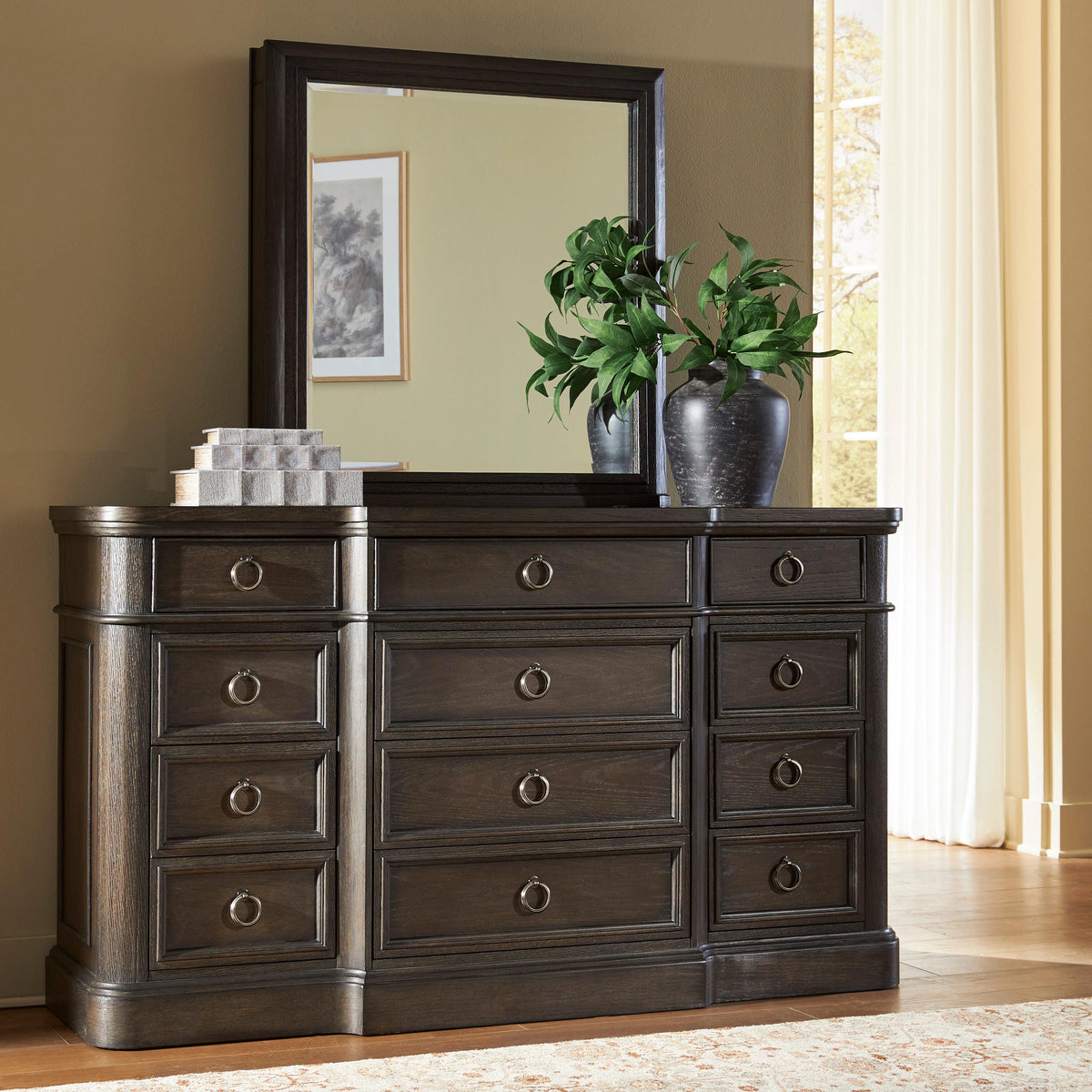 Sam's Furniture - Ashley Furniture - Wickenger Bedroom - Dresser and Mirror / Dark Brown - PCB889B1