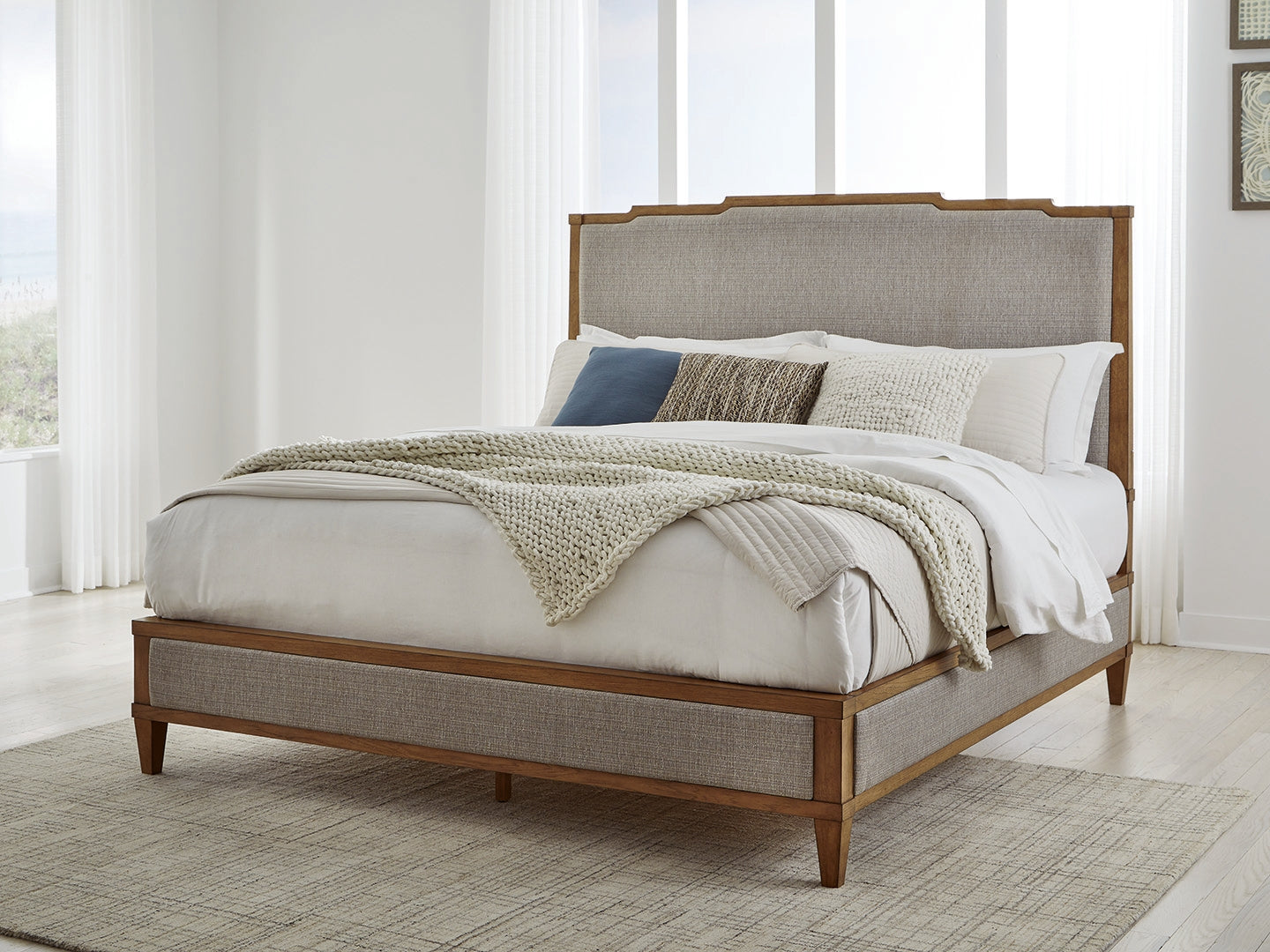 Sam's Furniture - Ashley Furniture - Sharlance Bedroom - California King Upholstered Panel Bed / Light Brown - B895B7