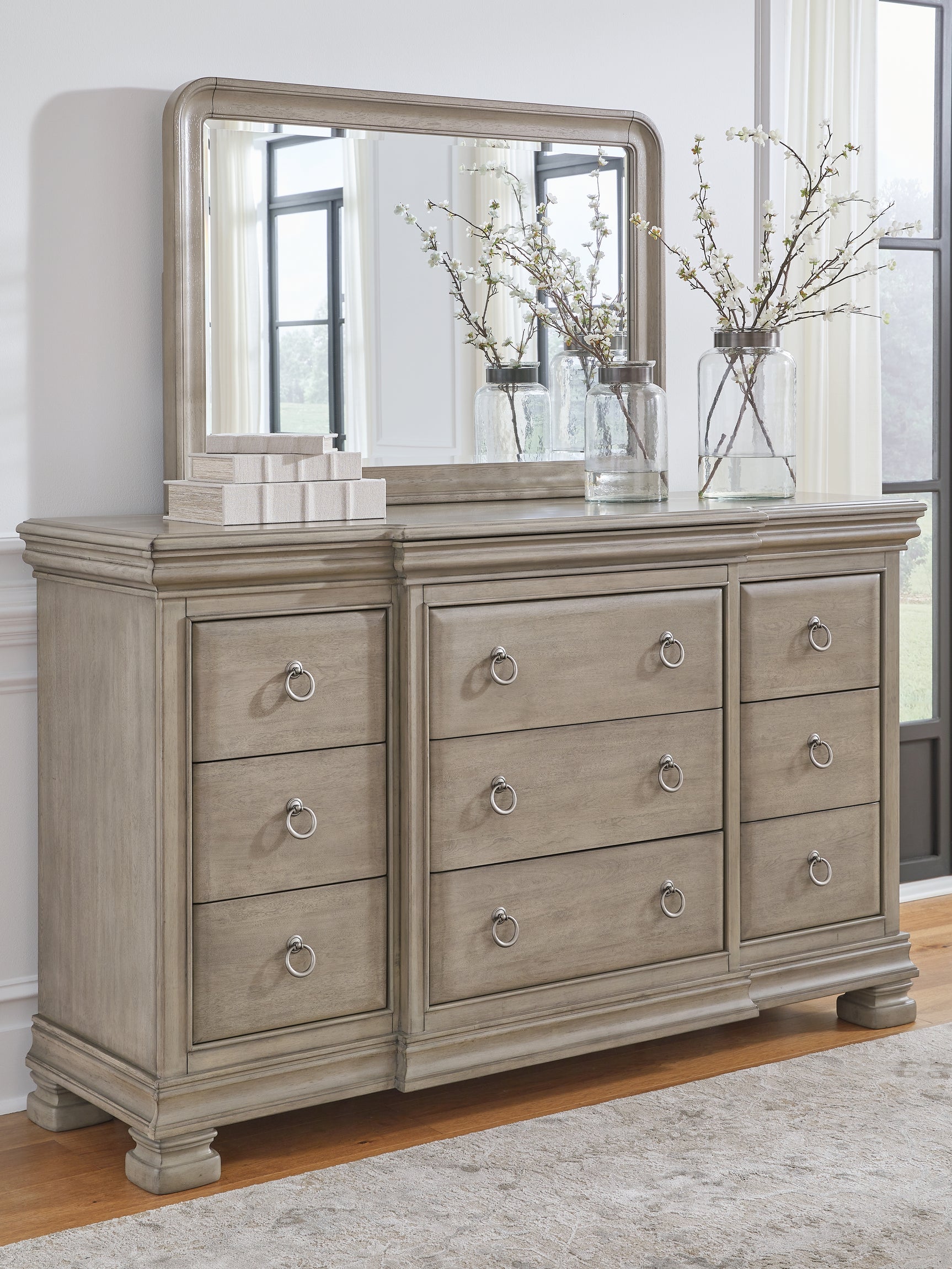 Sam's Furniture - Ashley Furniture - Lexorne Bedroom - Dresser and Mirror / Gray - B924B1