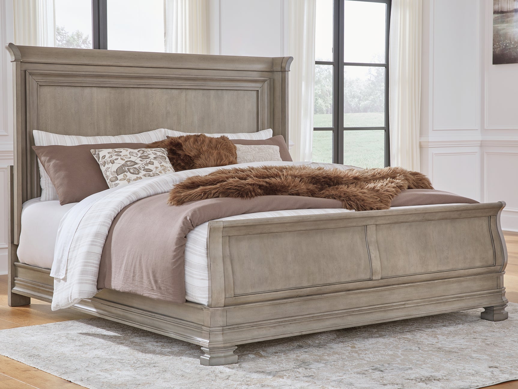 Sam's Furniture - Ashley Furniture - Lexorne Bedroom - King Sleigh Bed / Gray - B924B4