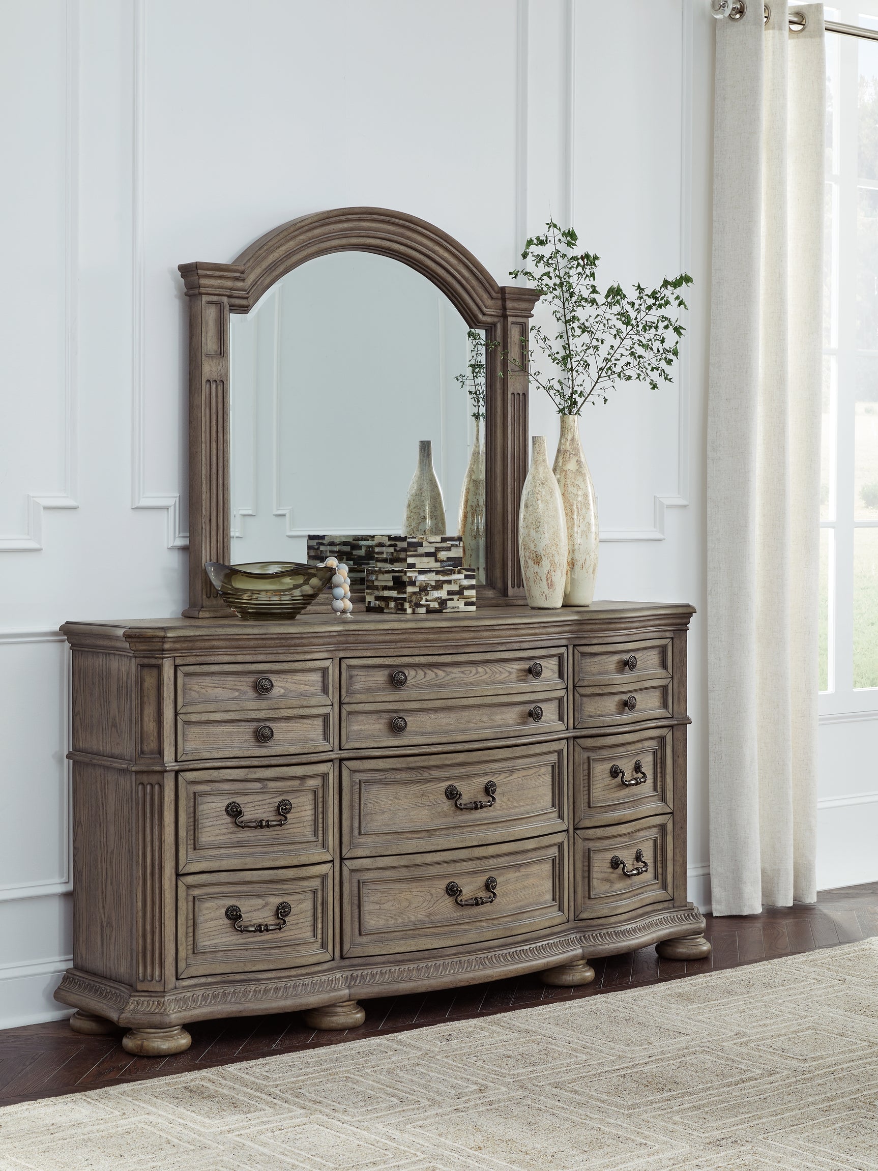 Sam's Furniture - Ashley Furniture - Ardenfield Bedroom - Dresser and Mirror / Light Brown - B944B1