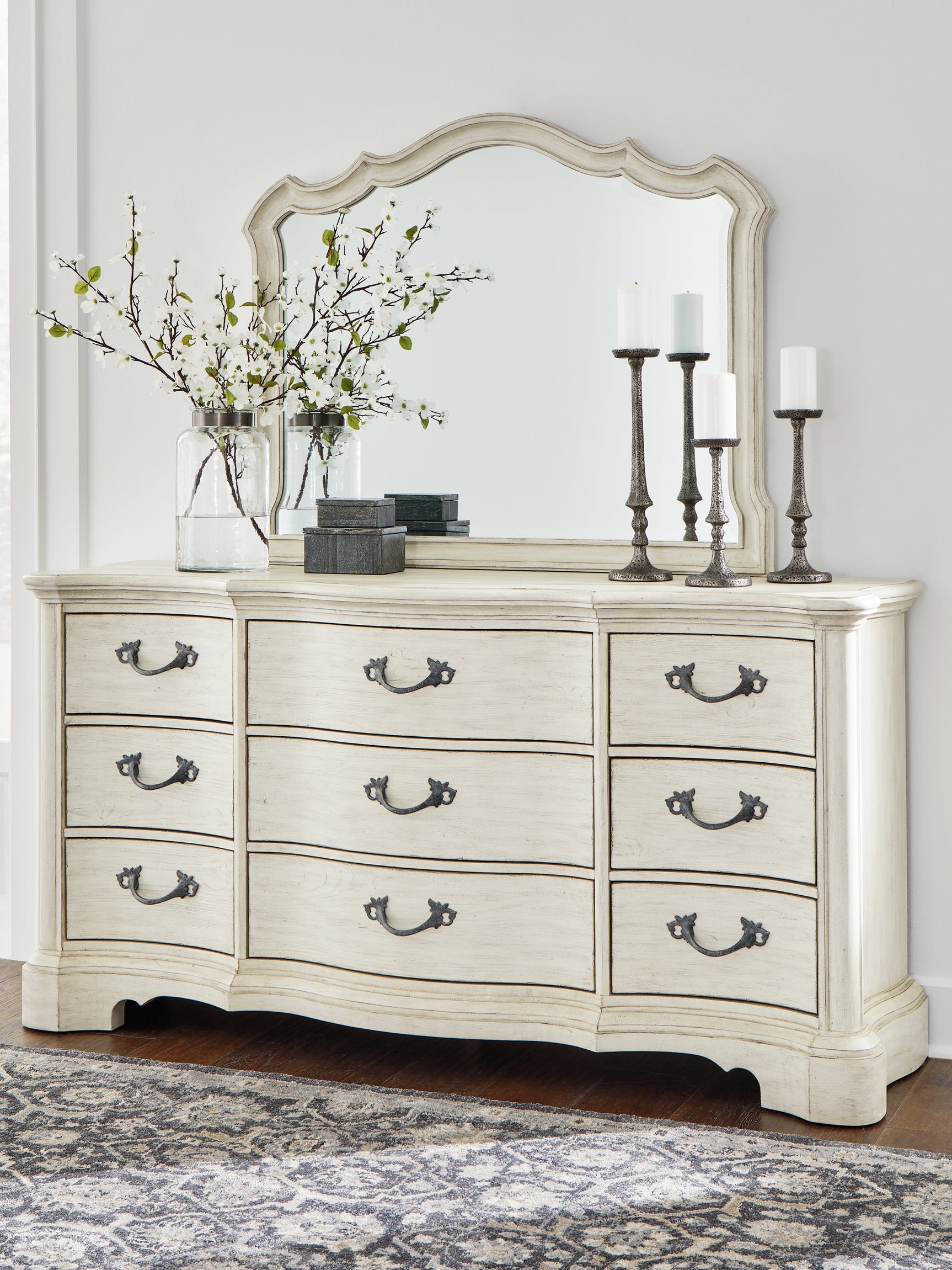 Sam's Furniture - Ashley Furniture - Arlendyne Bedroom - Dresser and Mirror / Antique White - B980B1