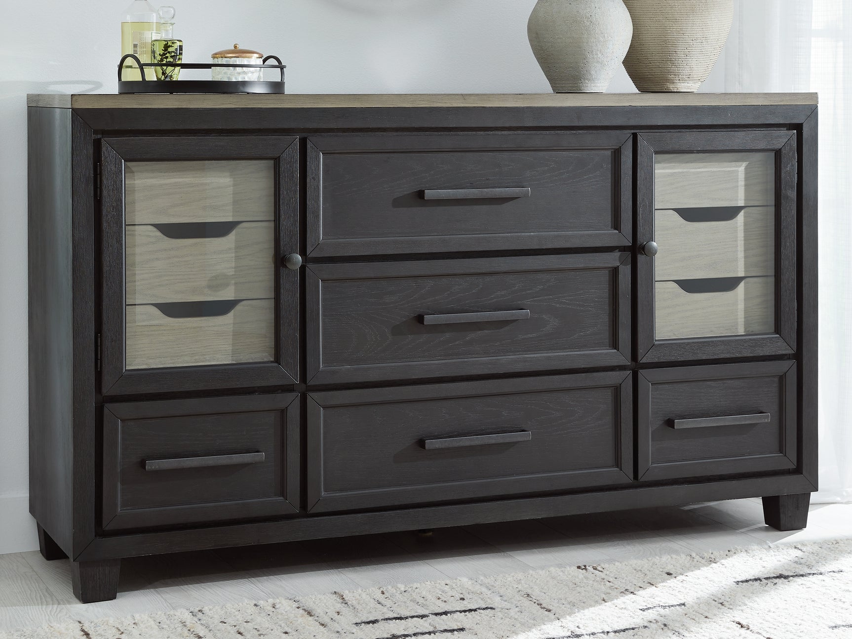 Sam's Furniture - Ashley Furniture - Foyland Bedroom - Two Drawer Night Stand / Black/Brown - B989-92