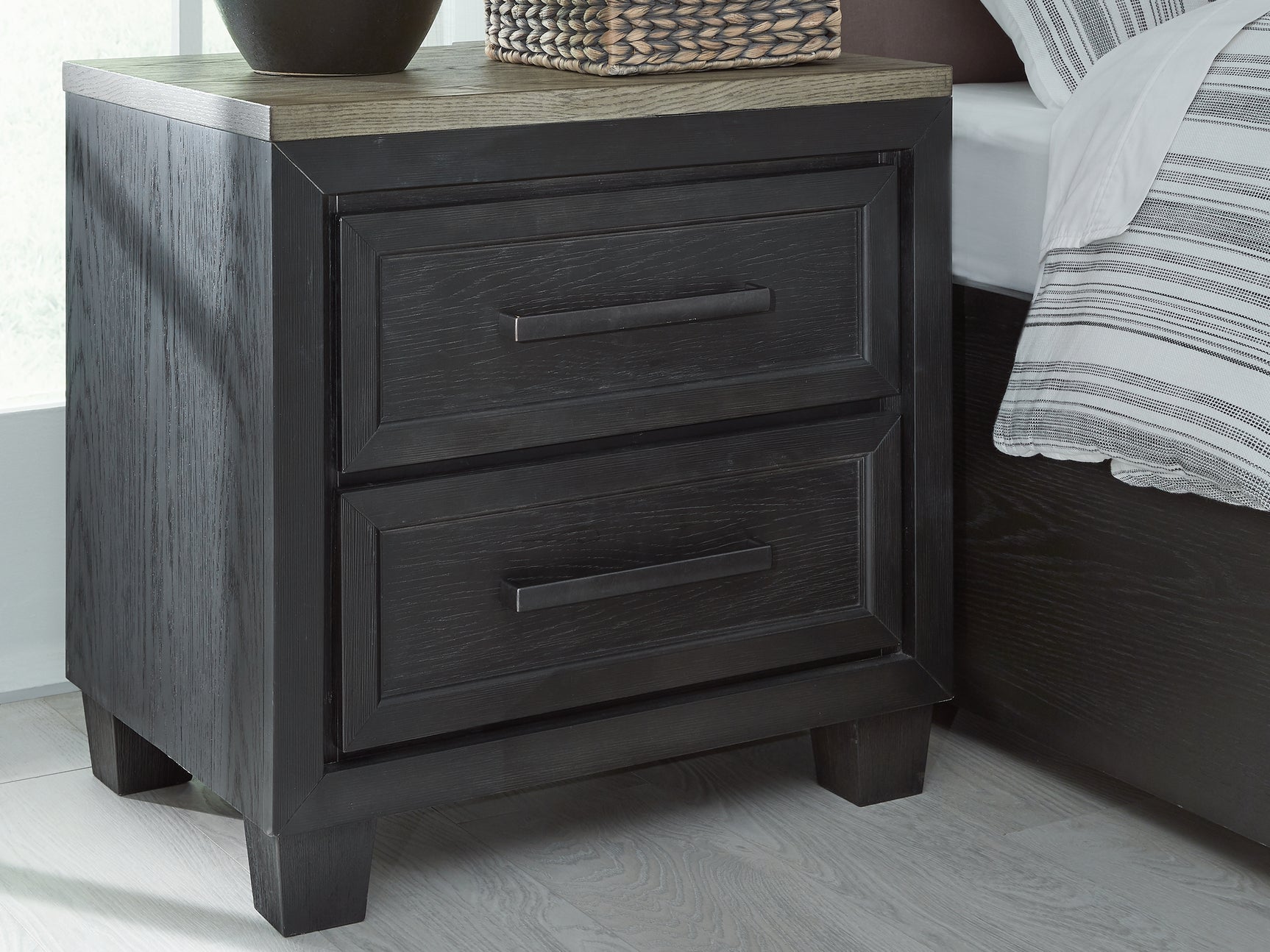 Sam's Furniture - Ashley Furniture - Foyland Bedroom - Two Drawer Night Stand / Black/Brown - B989-92