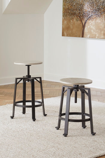 Sam's Furniture - Ashley Furniture - Karisslyn Dining Room - Counter Height Stool (Set of 2) / Whitewash/Black - D336-024X2