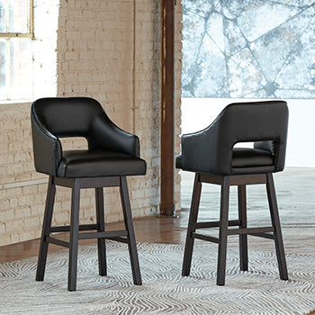 Sam's Furniture - Ashley Furniture - Tallenger Dining Room - Bar Height Bar Stool (Set of 2) / Black/Dark Brown - D380-930X2