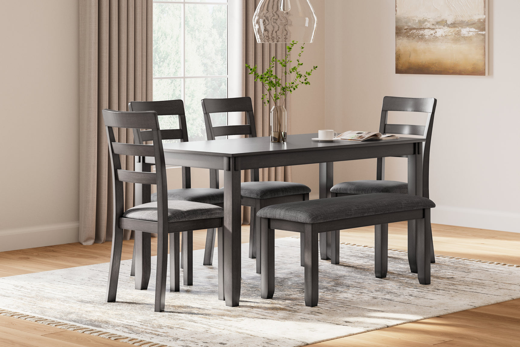 Sam's Furniture - Ashley Furniture - Bridson Dining Room - RECT DRM Table Set (6/CN) / Gray - D383-325