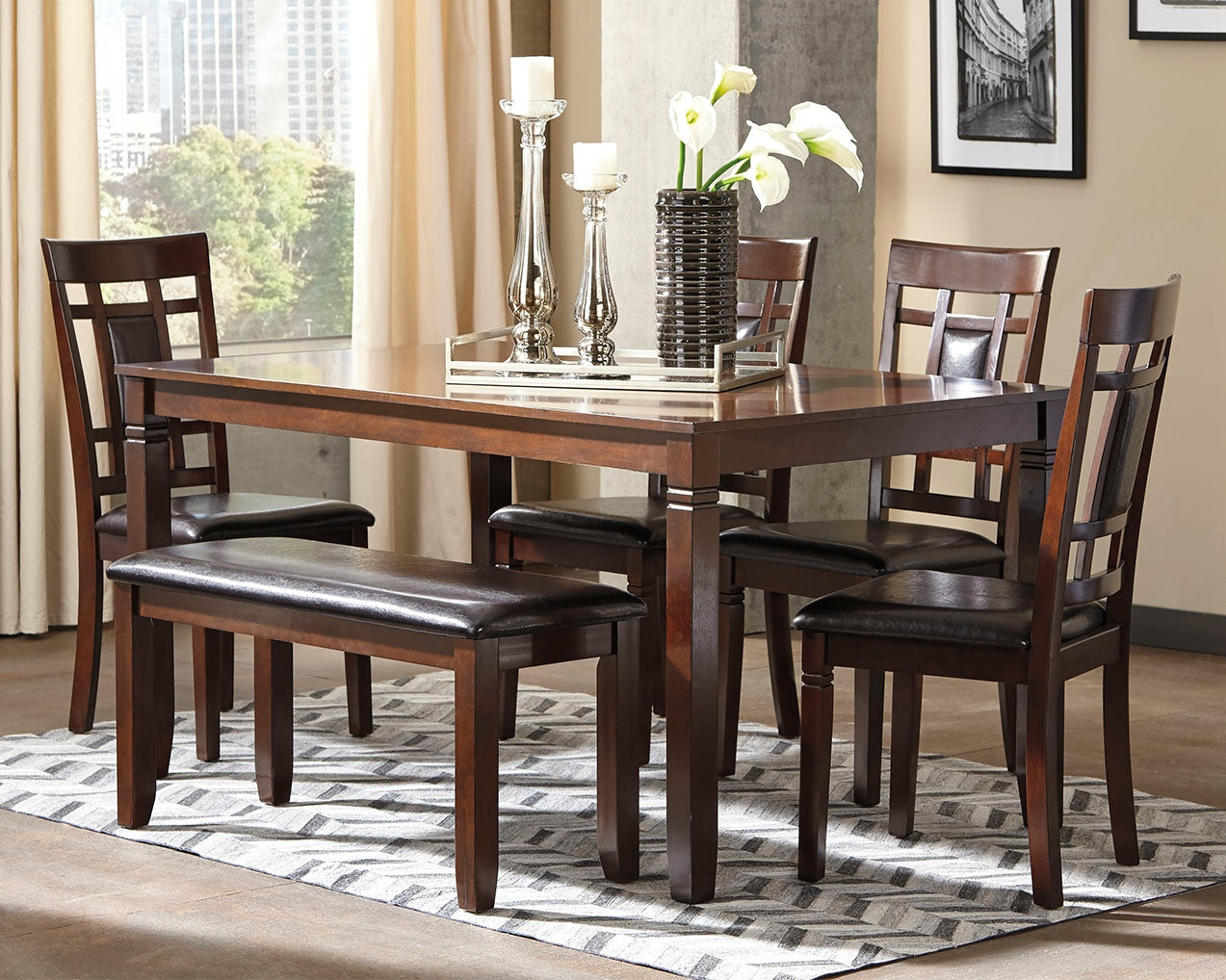Sam's Furniture - Ashley Furniture - Bennox Dining Room - DRM Counter Table Set (5/CN) / Brown - D384-223