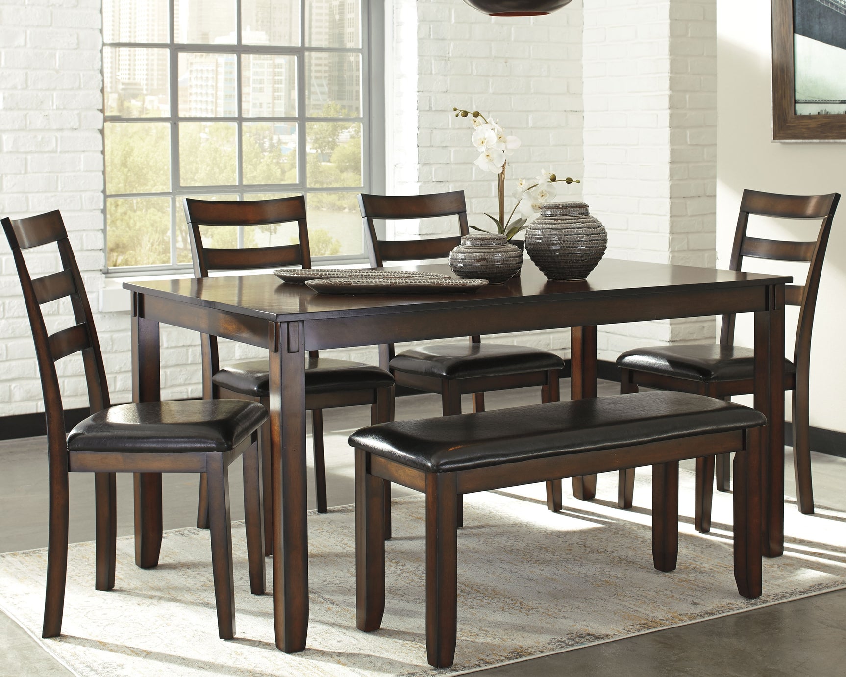 Sam's Furniture - Ashley Furniture - Coviar Dining Room - DRM Counter Table Set (5/CN) / Brown - D385-223