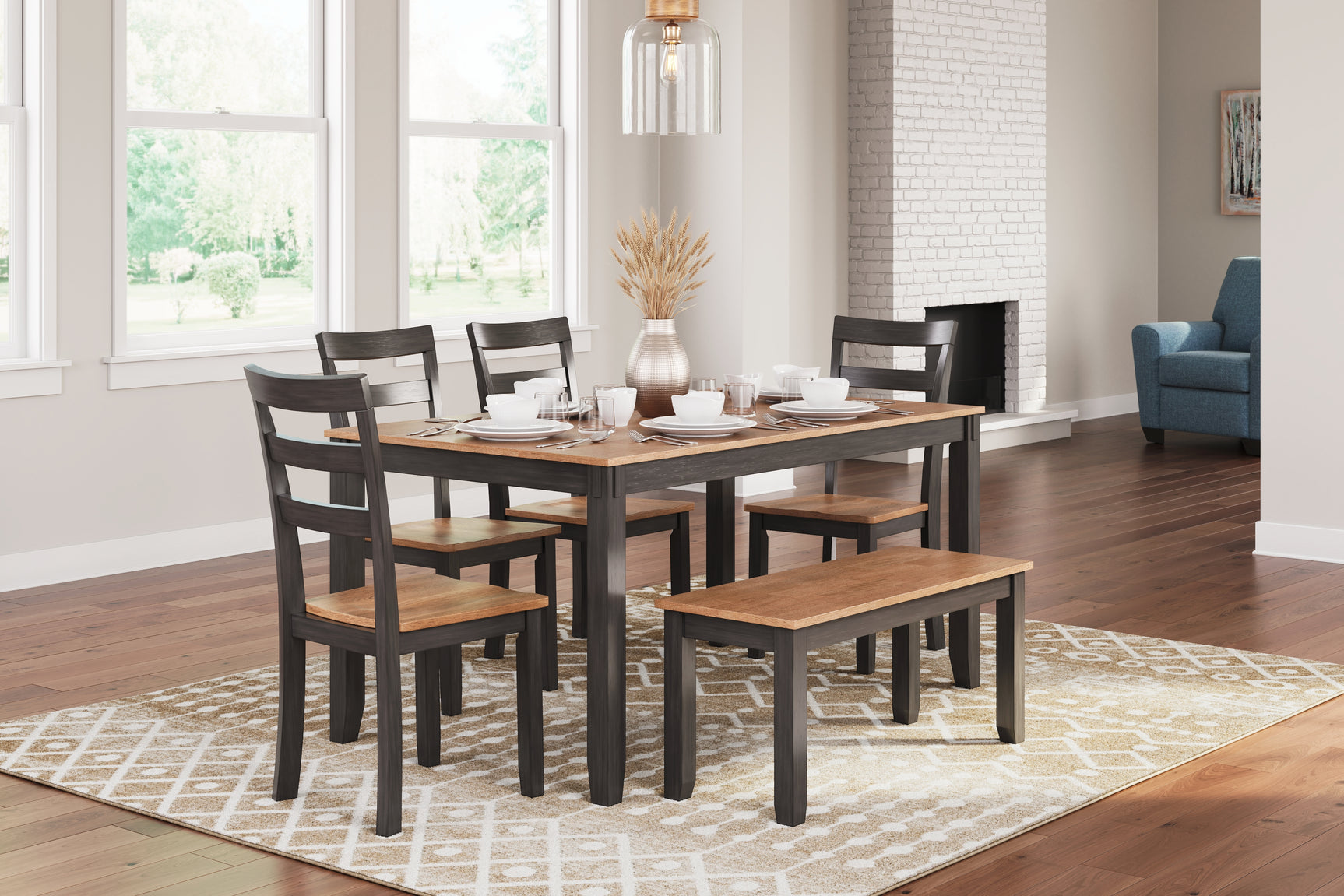 Sam's Furniture - Ashley Furniture - Gesthaven Dining Room - Dining Room Table Set (6/CN) / Natural/Brown - D396-325