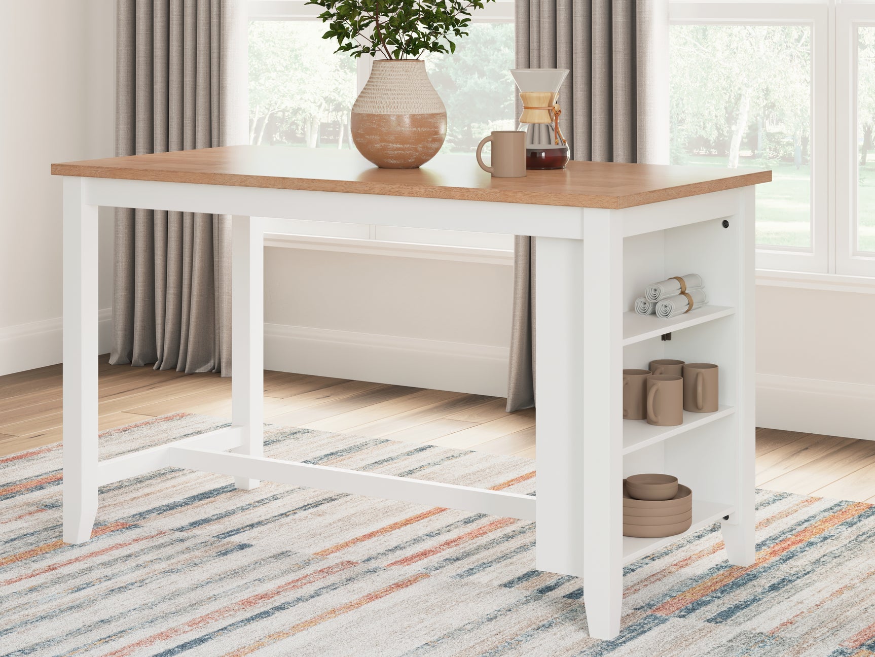 Sam's Furniture - Ashley Furniture - Gesthaven Dining Room - RECT Dining Room Counter Table / Natural/White - D398-13